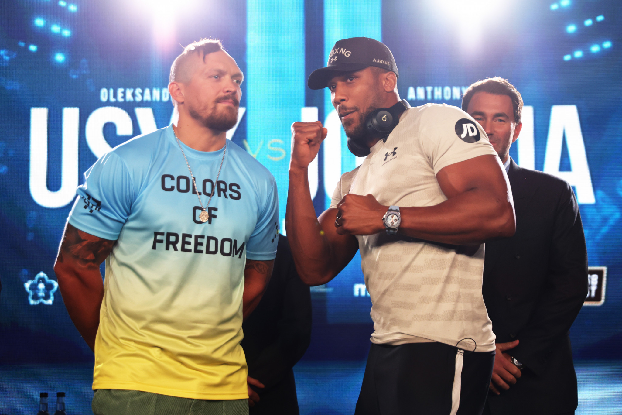 Delicious Orie wants to be ready for the world heavyweight title when Britain's Anthony Joshua, right, and Ukraine’s Oleksandr Usyk, left, retires ©Getty Images