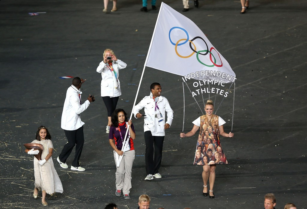 Independent Olympic Athletes enter the stadium at London 2012