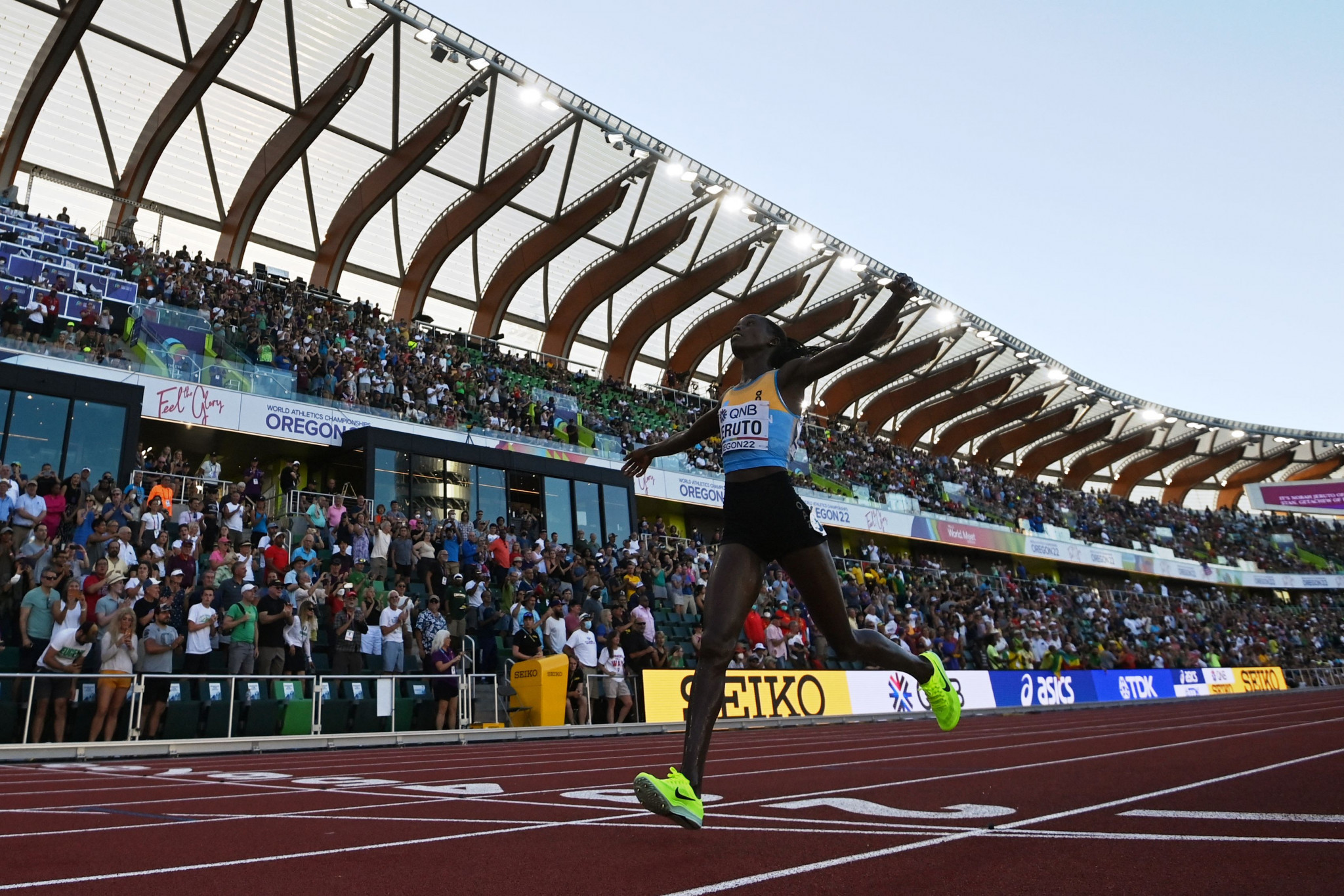The win marked Jeruto's first senior global gold and the first ever title for Kazakhstan at the World Athletics Championships ©Getty Images