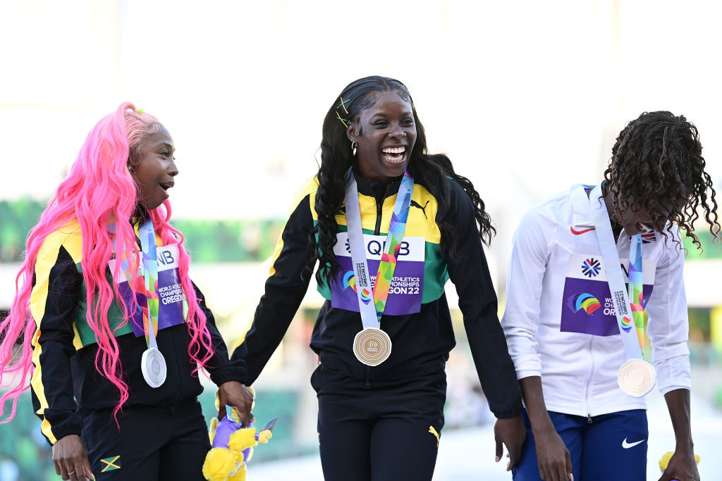 Jamaica's Shericka Jackson earned her first global gold in the women's 200m at Eugene ©Getty Images