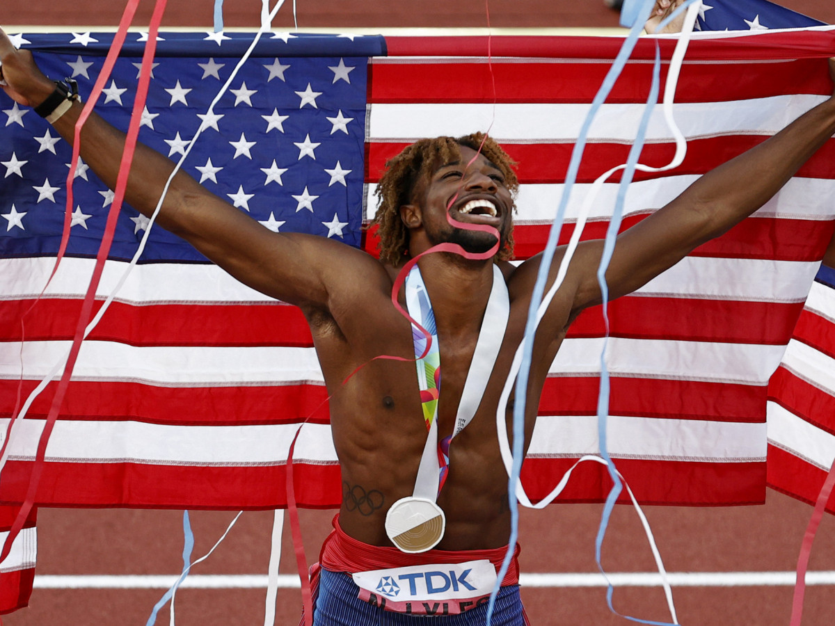 Noah Lyles said he struggled with depression during the Tokyo 2020 Olympics. GETTY IMAGES
