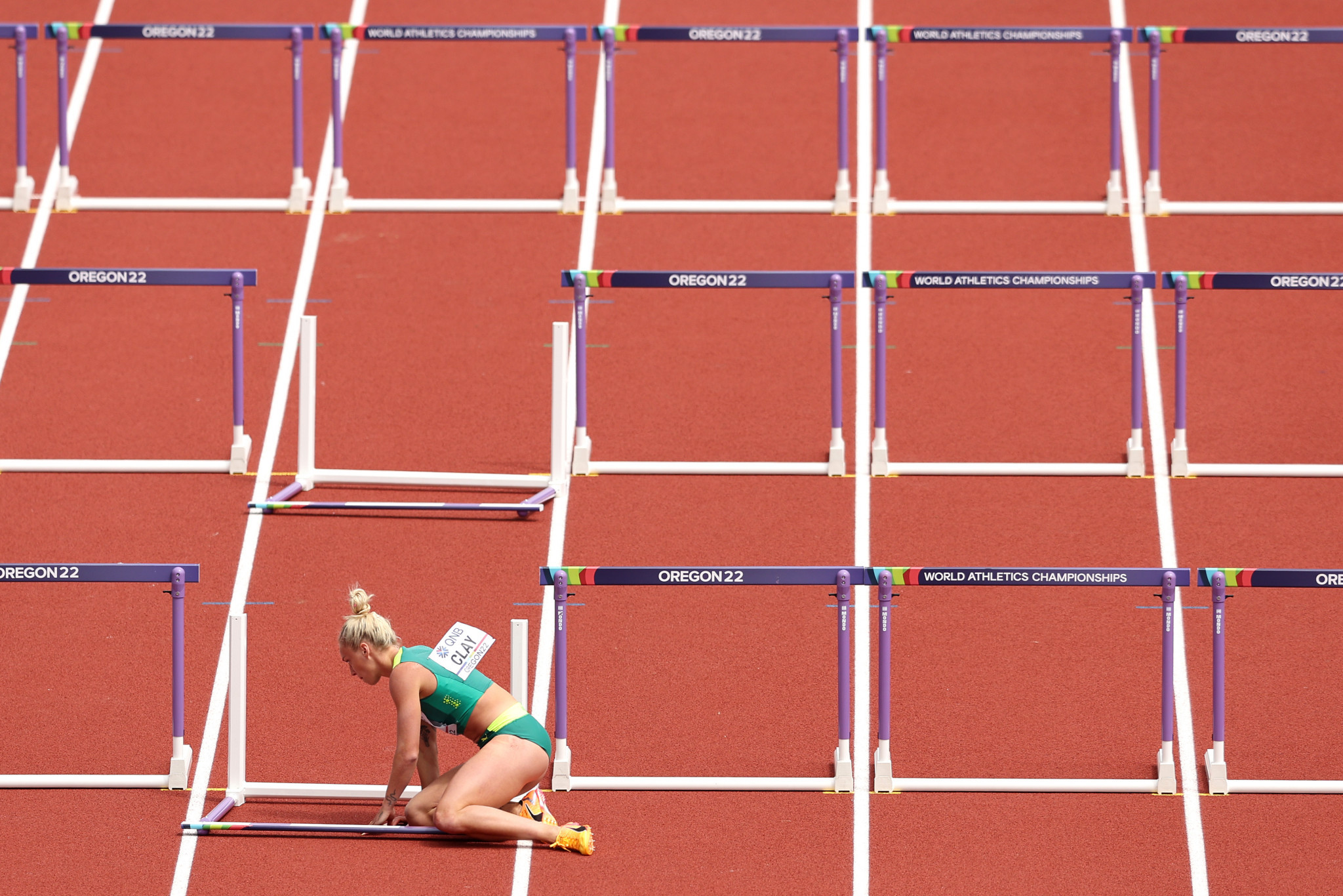 Australian Liz Clay also came a cropper in the women's 100m hurdles heats ©Getty Images