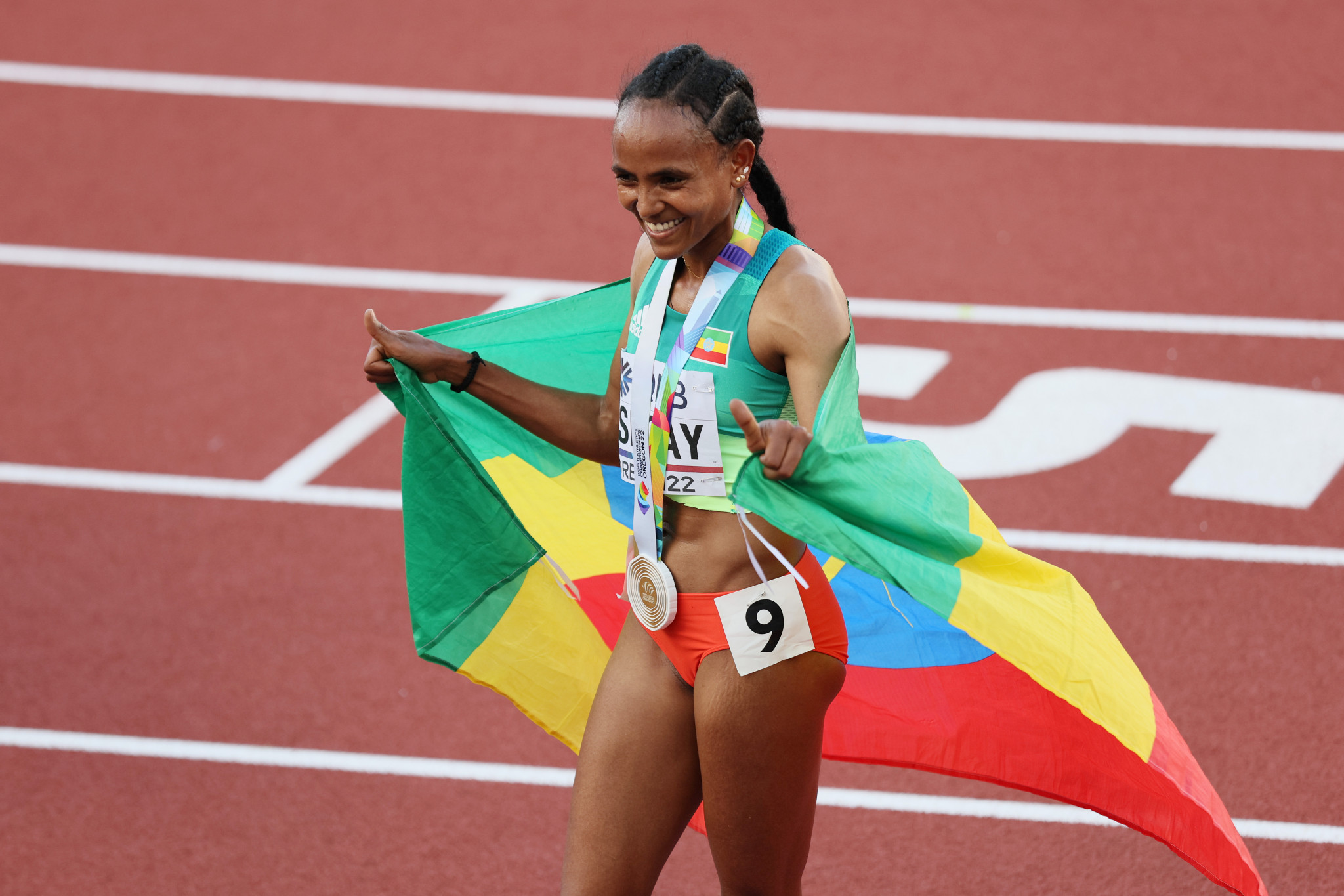 Ethiopia's Gudaf Tsegay secured the women’s 5,000m title, crossing the line in 14min 46.29sec
©Getty Images