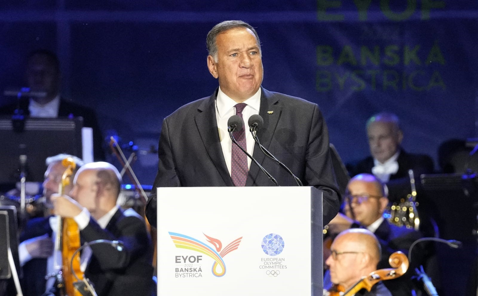 European Olympic Committees President Spyros Capralos addressed the crowd at the Opening Ceremony ©Nacho Casares/EOC