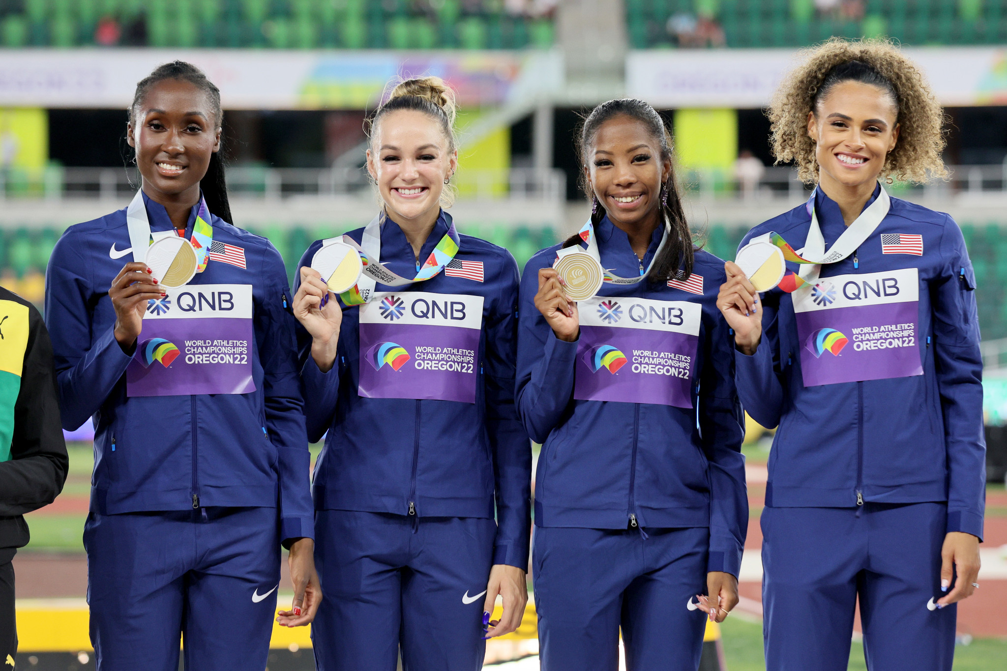 The women's 4x400m relay finals saw the United States dominate with a timing of 3:17:79 ©Getty Images