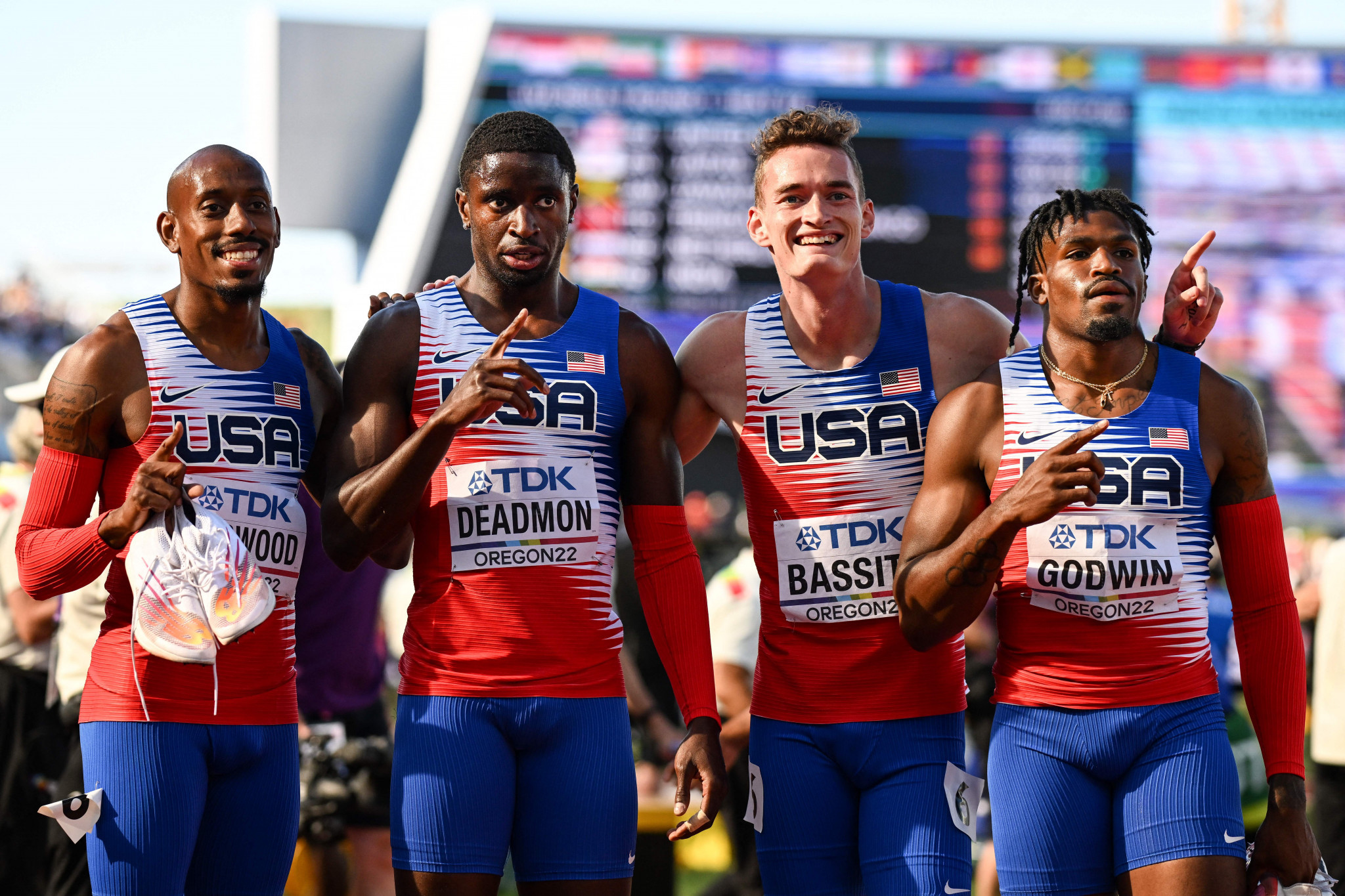 The men's 4x400m relay finals also belonged to the hosts who came home in 2:56.17 ©Getty Images