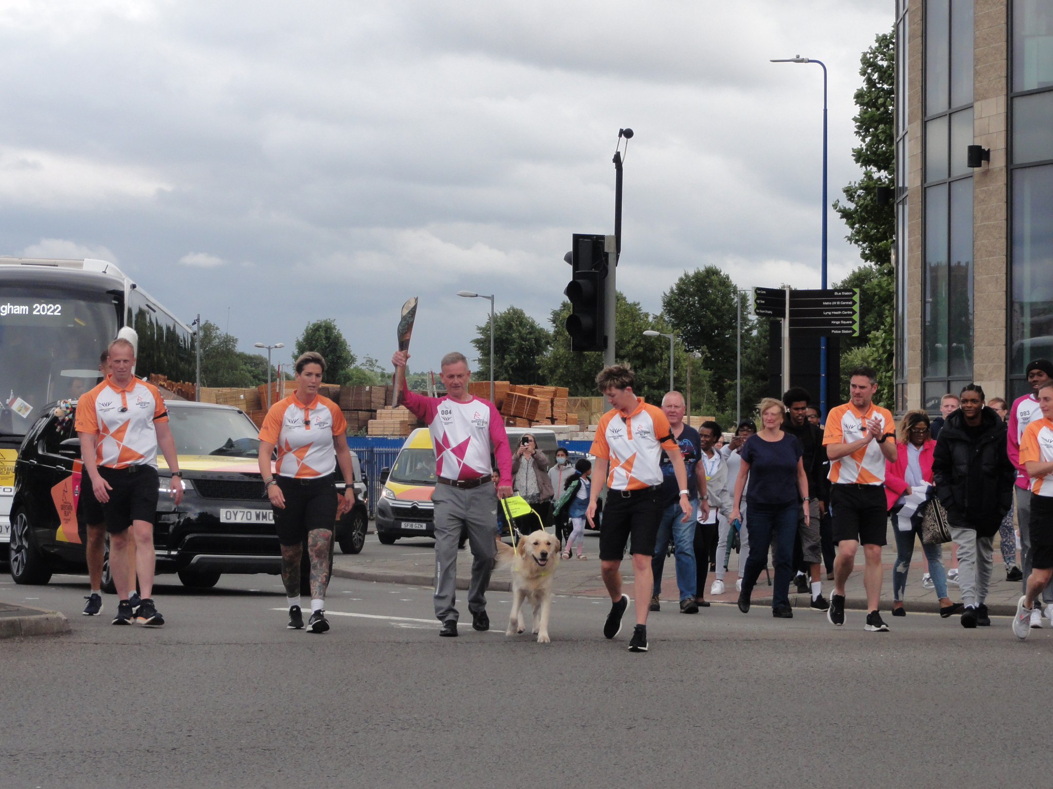 Dave Heeley carried the Baton with guide dog Peter in Sandwell ©ITG