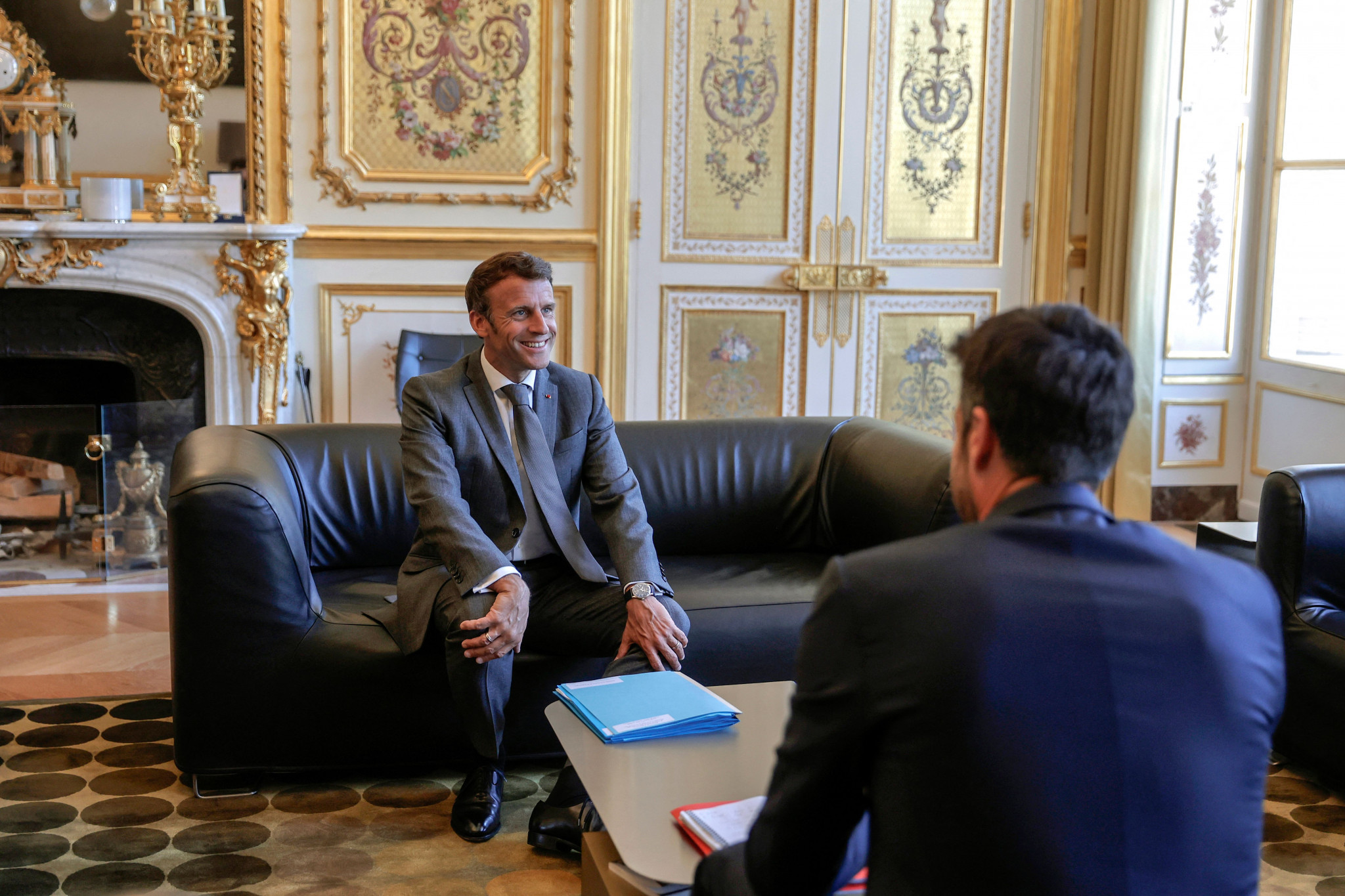 French President Emmanuel Macron, left, met Paris 2024 counterpart Toney Estanguet today©Getty Images
