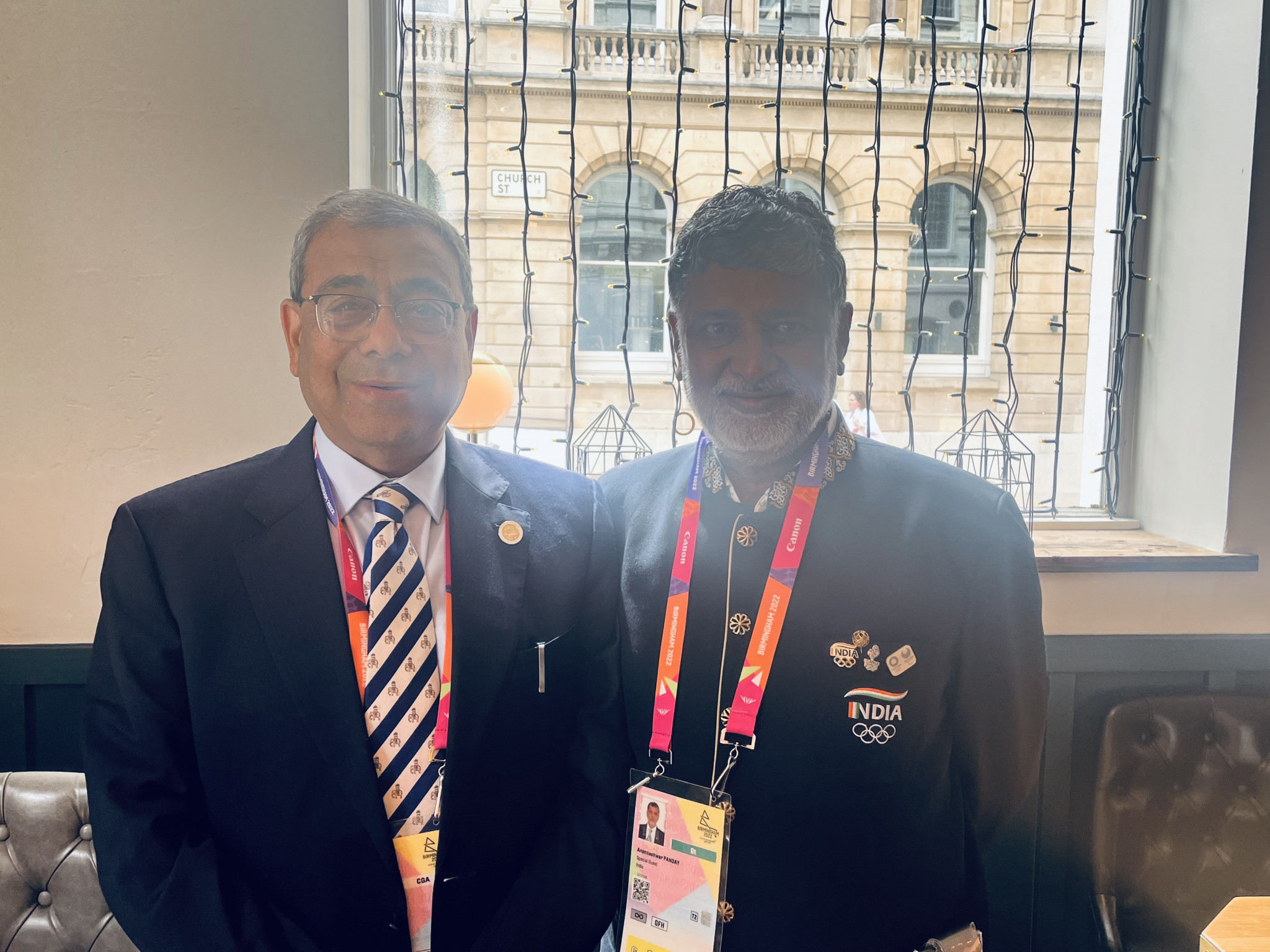 Anil Khanna, left, who was part of the Indian delegation at the Birmingham 2022 Commonwealth Games, stepped down as IOA Acting President ©ITG