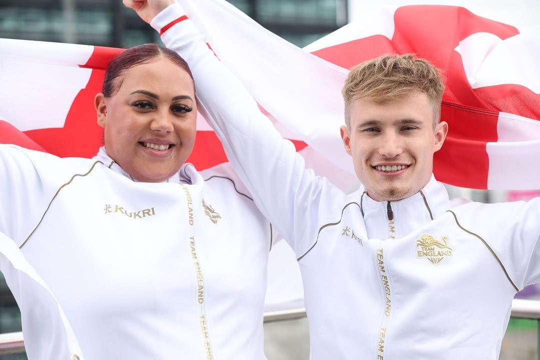 Weightlifter Emily Campbell, left, and diver Jack Laugher have been named as England's first joint flagbearers ©Team England