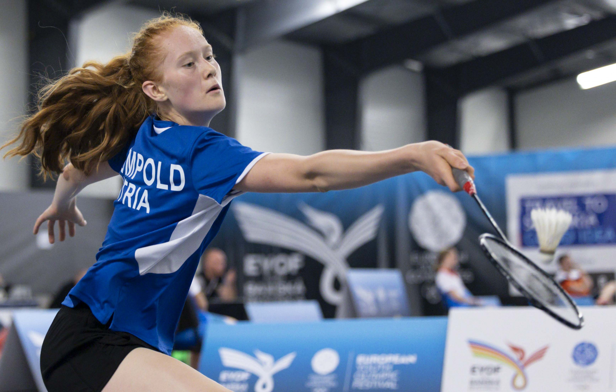Austria's Anja Rumpold was eliminated from the girls' badminton tournament after suffering a heavy 21-14, 21-18 defeat to Croatia's Jelena Buchberger ©EYOF Banská Bystrica 2022