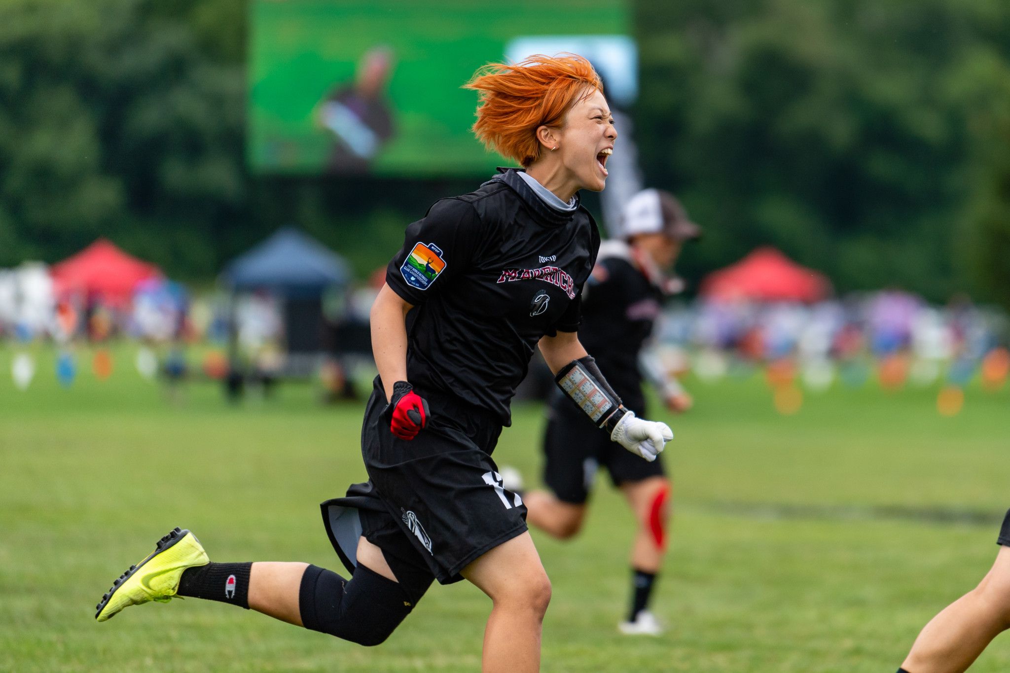 TOKYO Mavericks' Juna Murai passionately celebrated a goal for her team as they secured second in Pool I ©Samuel Hotaling for UltiPhotos