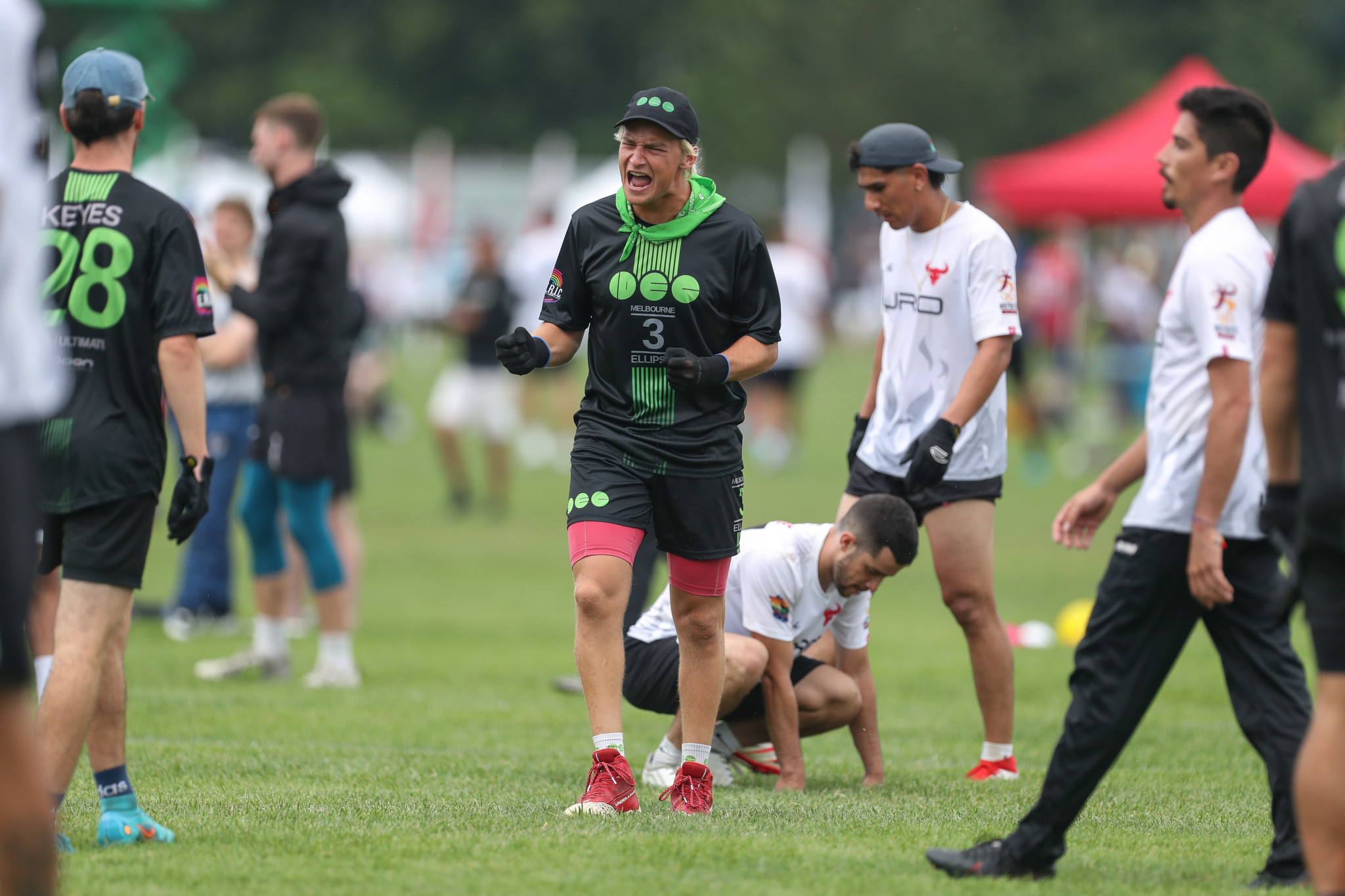 Melbourne Ellipsis' Robert Swan celebrated winning three from three ©Paul Rutherford for UltiPhotos