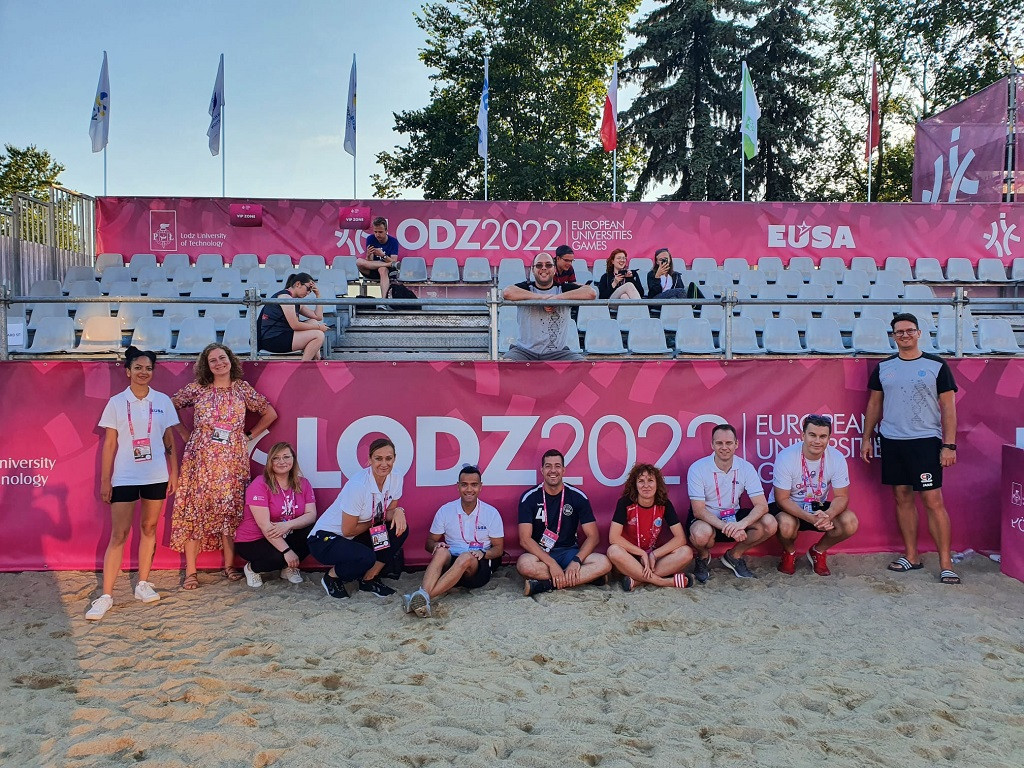 The EUSA Institute held meetings with the Volfair and Uni4S projects at beach handball events at Łódź 2022 ©EUSA