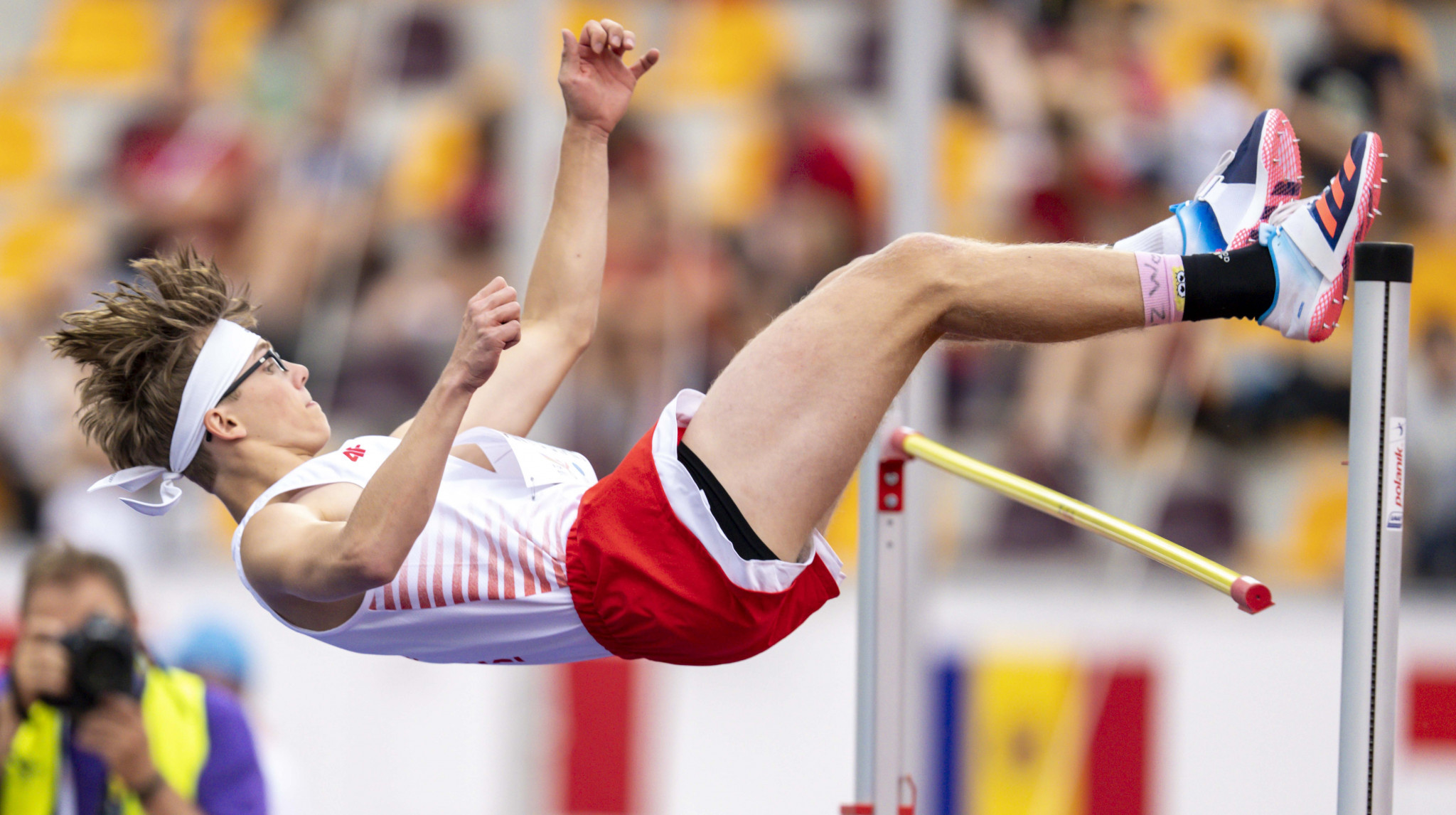 Poland's Sebastian Antosiak leapt to victory as he cleared 2.06 metres in the boys' high jump ©EYOF Banská Bystrica 2022