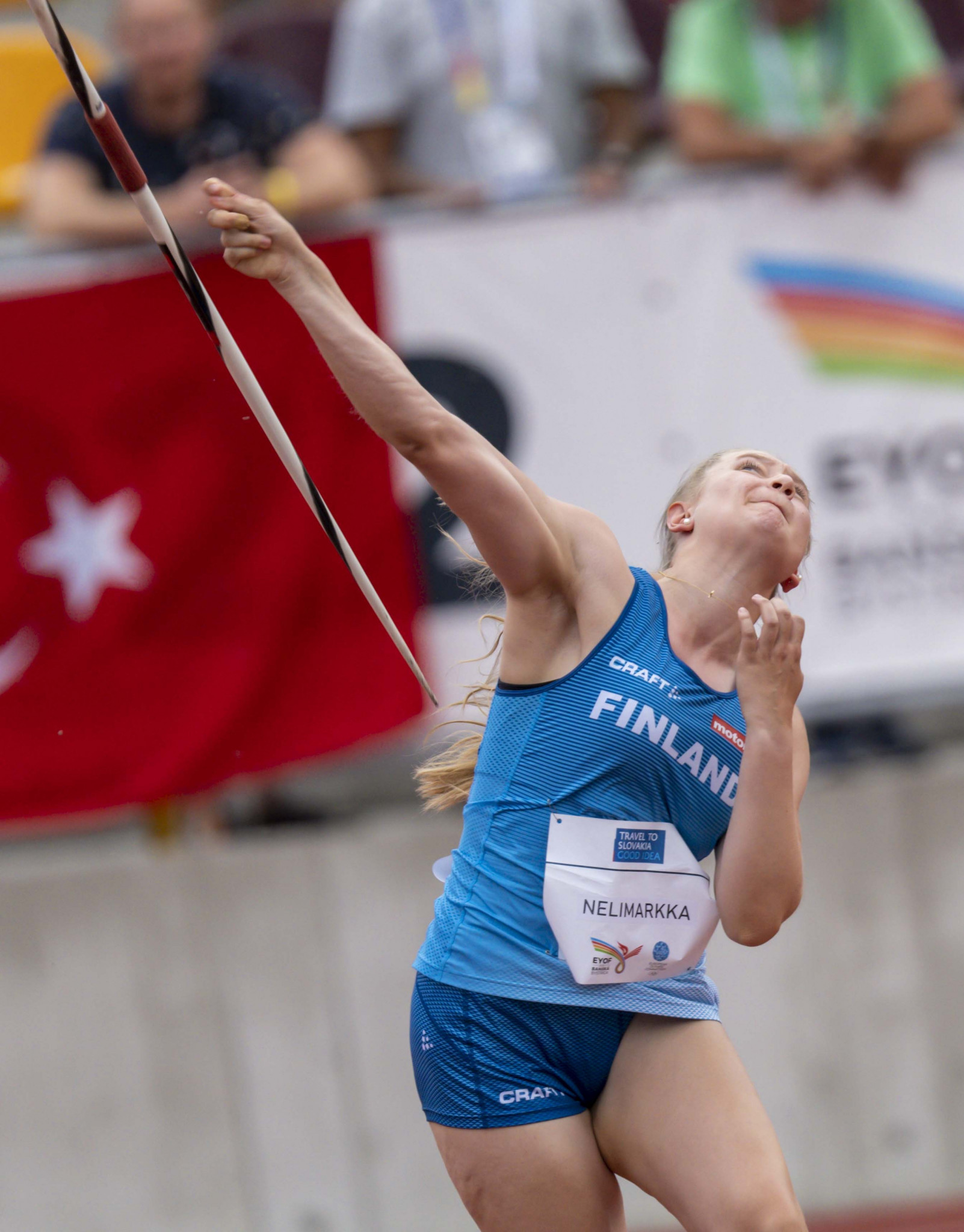 A personal best 51.69m throw was enough for Finland's Rebecca Nelimarkka to end up triumphant in the girls' javelin  ©EYOF Banská Bystrica 2022