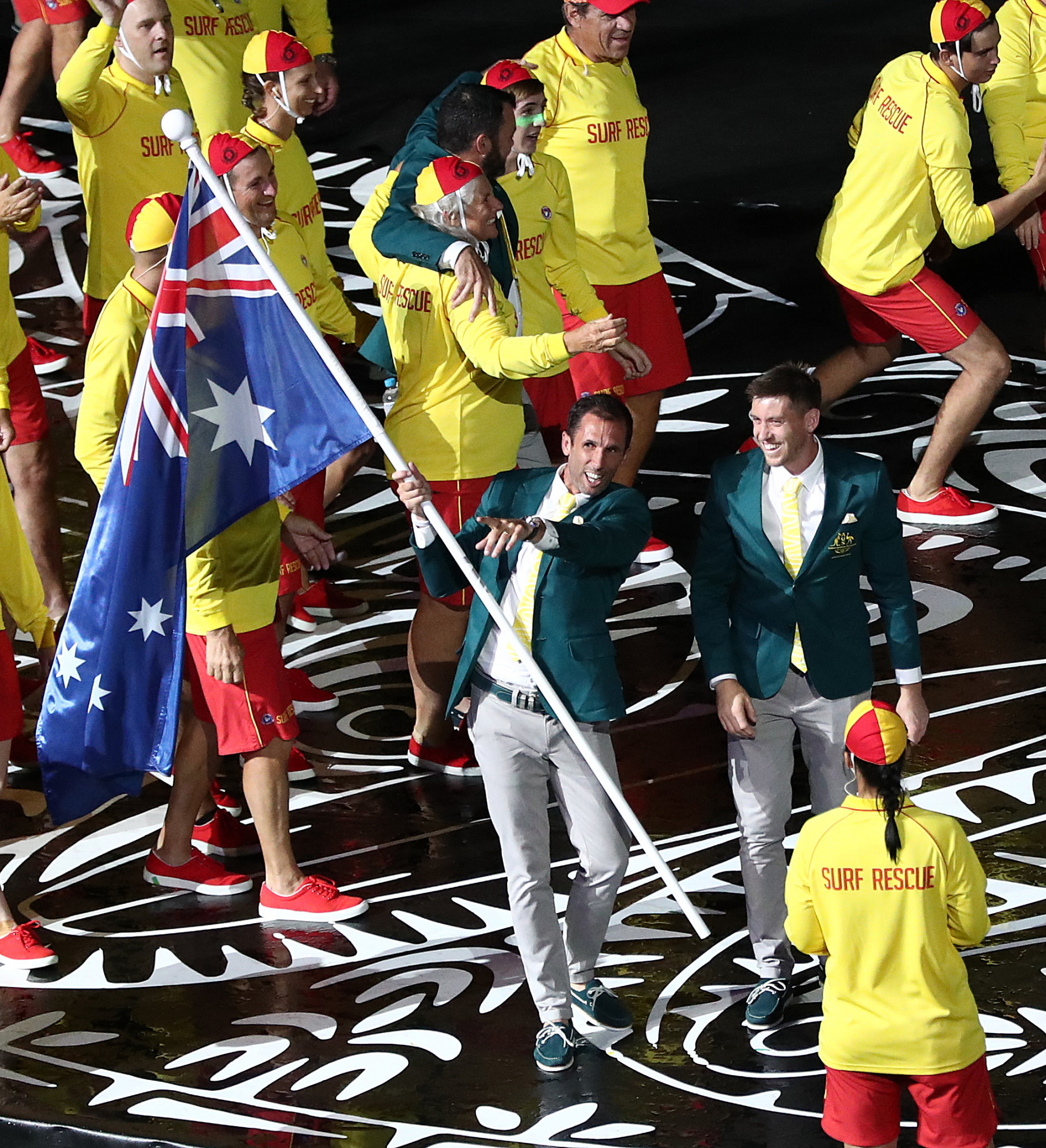 Another hockey player, Mark Knowles, carried Australia's flag during the Opening Ceremony of the 2018 Commonwealth Games in the Gold Coast ©Getty Images