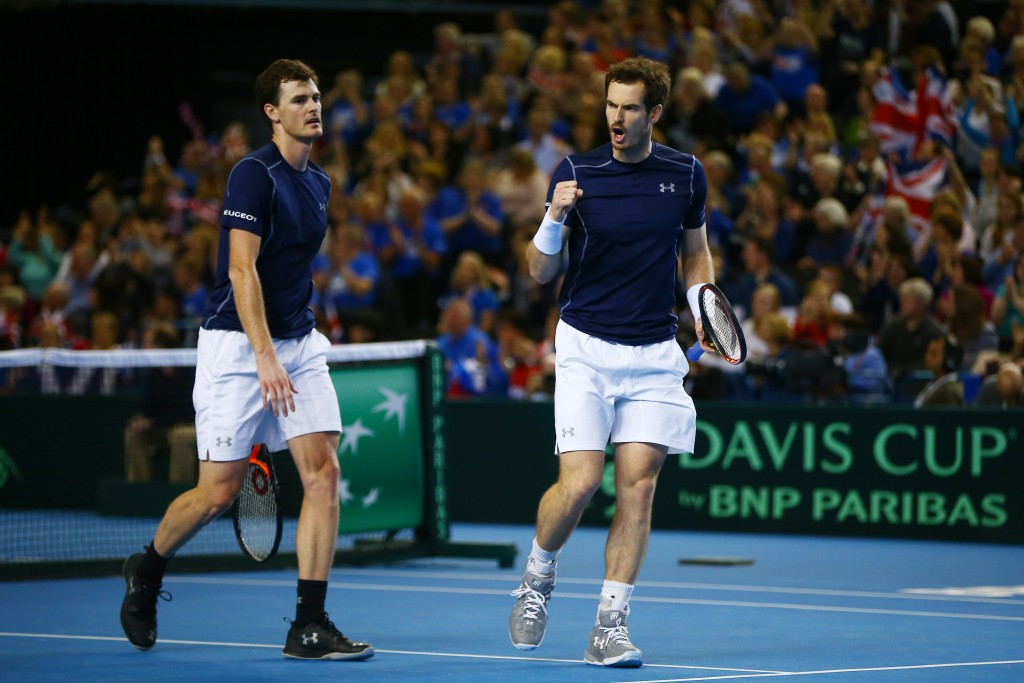Scottish brothers Andy and Jamie Murray combined in the doubles to put defending champions Great Britain 2-1 ahead in their Davis Cup first-round tie against Japan in Birmingham ©Getty Images