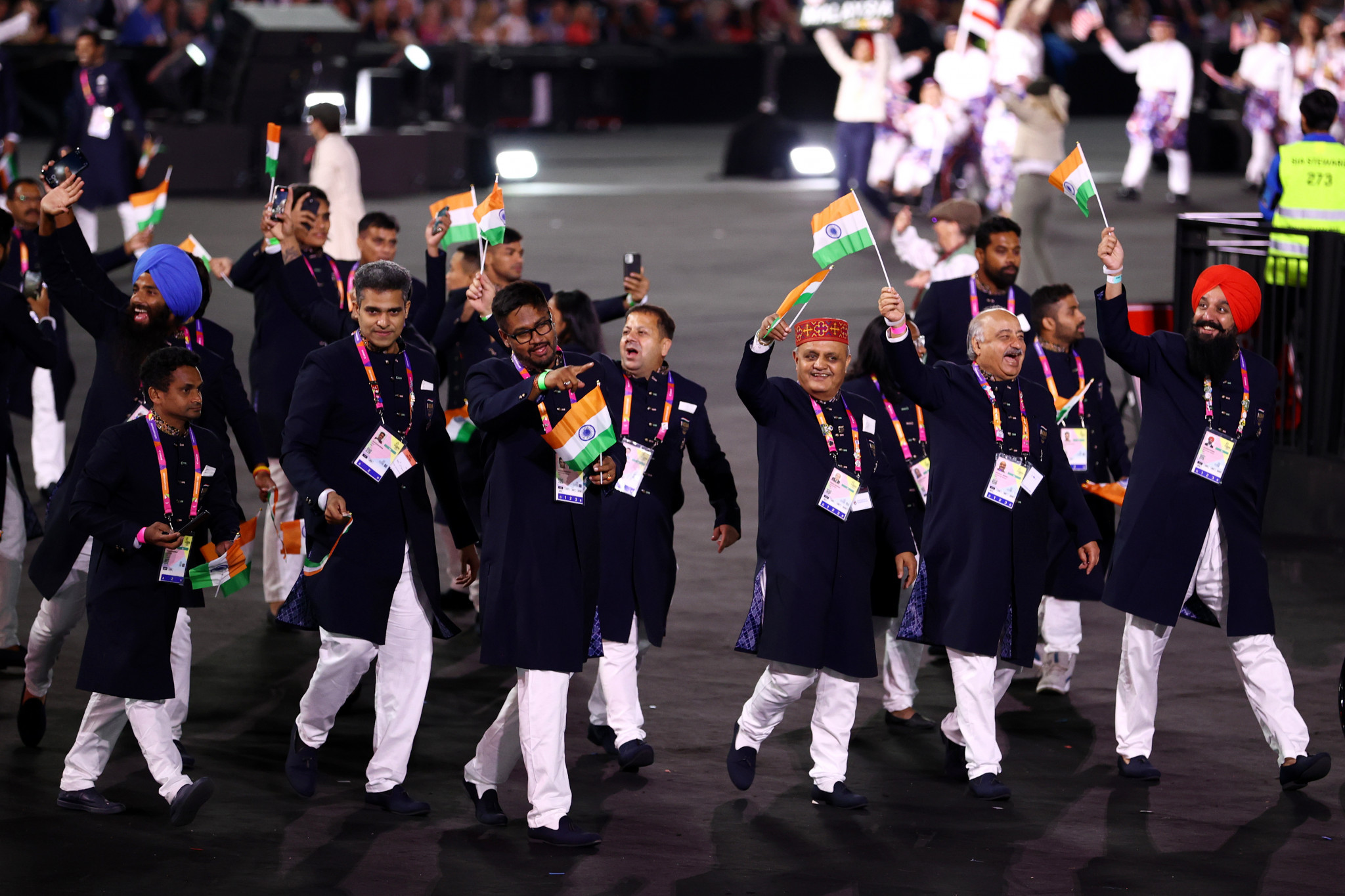 Indian athletes wore traditional coats for the Ceremony Getty Images