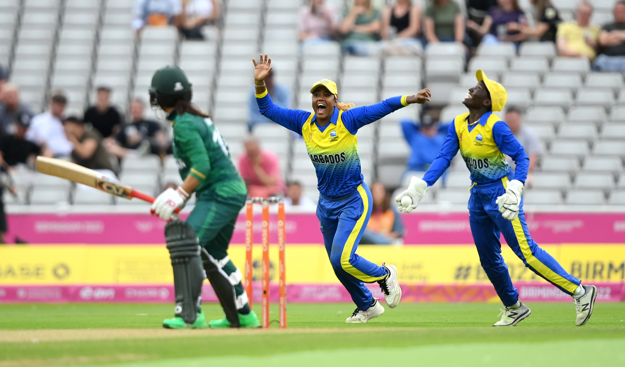 Barbados celebrated a 15-run win over Pakistan in their first match at the Commonwealth Games ©Getty Images