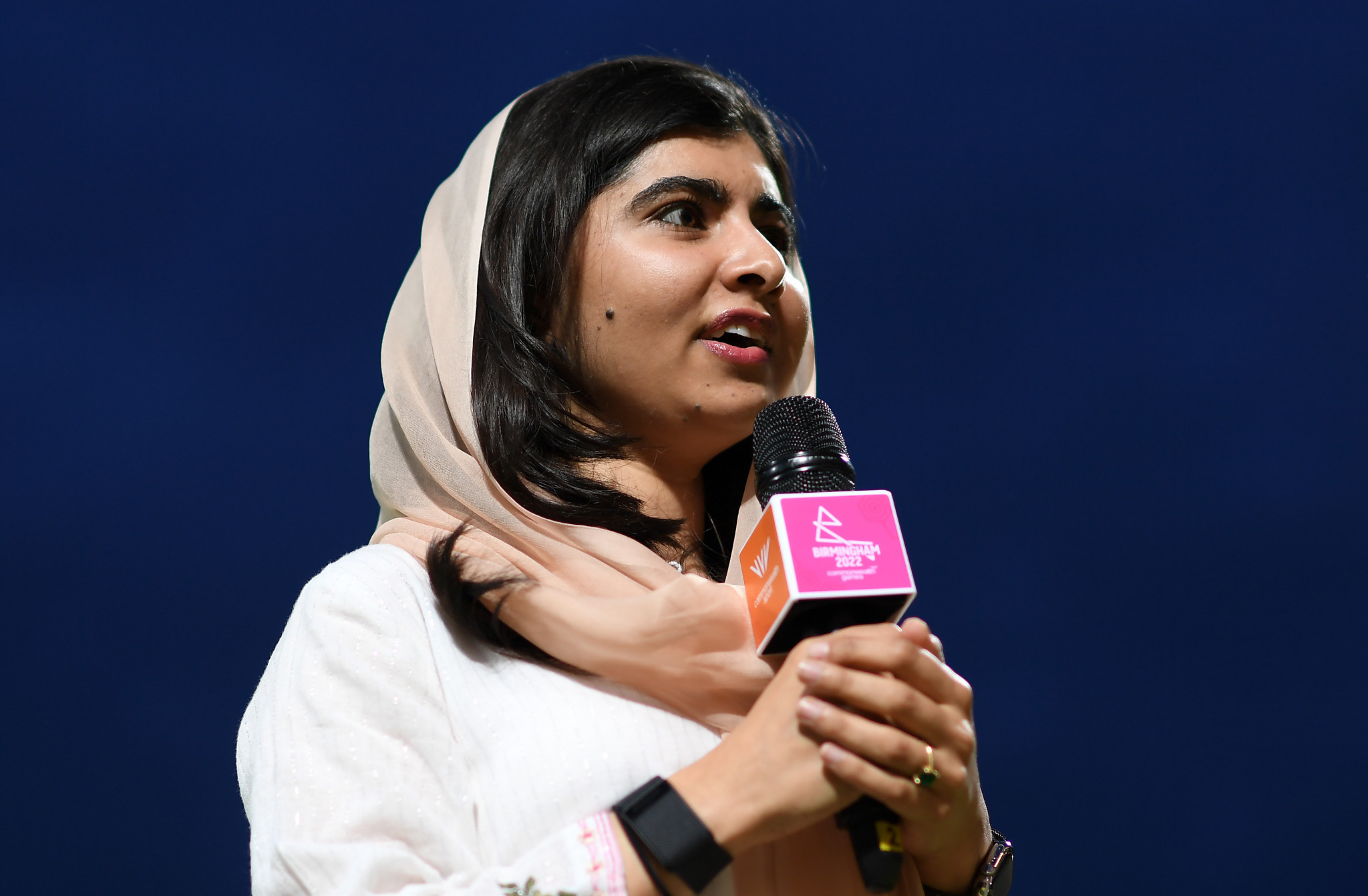 Malala Yousafzai, human rights activist, speaking at Edgbaston during the women's cricket ©Getty Images