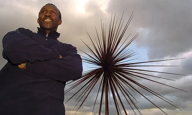 The B of the Bang sculpture commissioned to mark the 2002 Commonwealth Games in Manchester was inspired by a quote from Linford Christie ©Getty Images