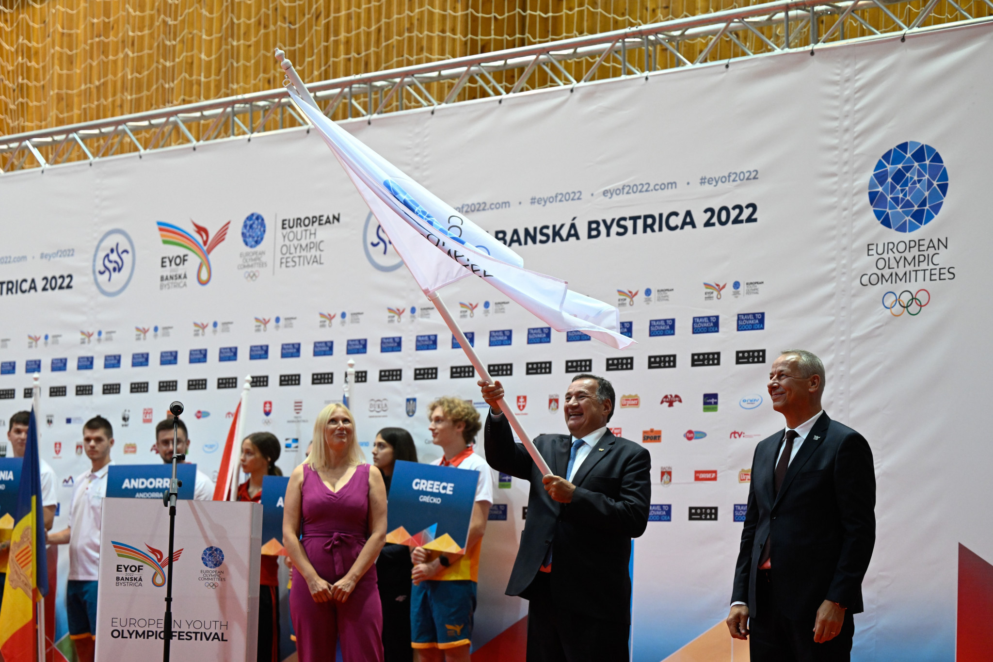 EOC President Spyros Capralos thanked the Banská Bystrica Organising Committee before officially declaring the EYOF closed ©EYOF Banská Bystrica 2022