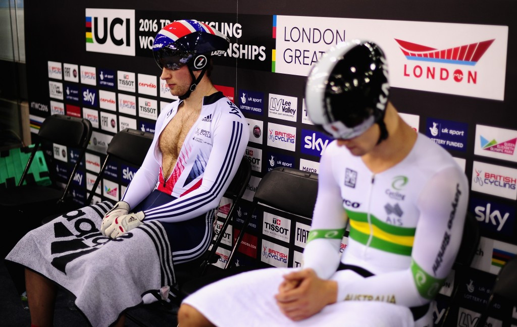 Britain's Jason Kenny and Australia's Matthew Glaetzer met in the men's sprint final ©Getty Images