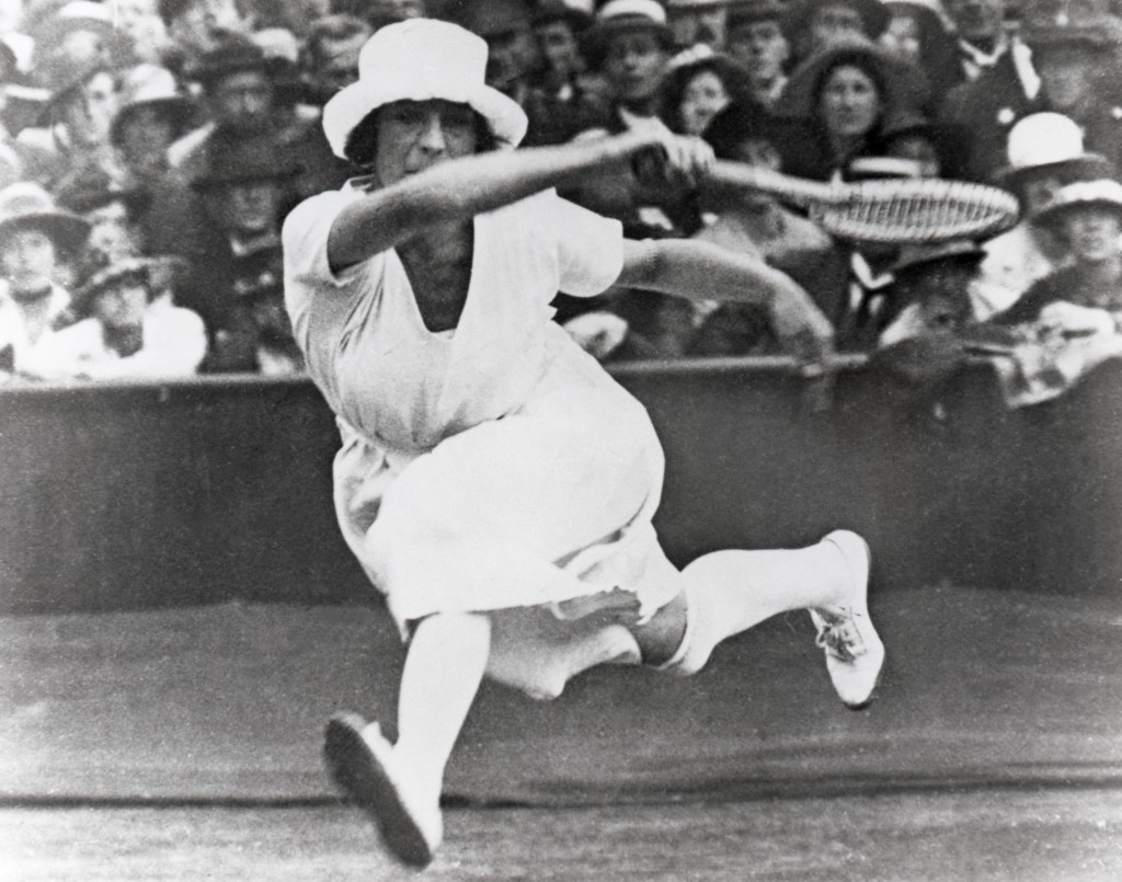 Suzanne Lenglen of France competes at tennis at the Antwerp Olympics - one of just two sports open to women 