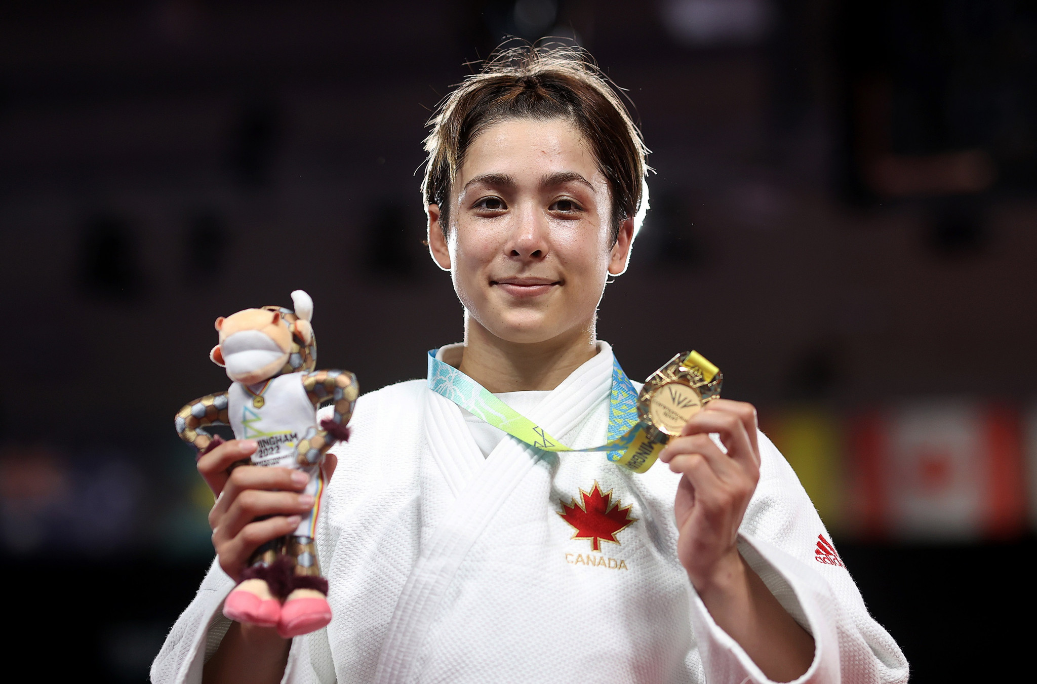 Canada's Christa Deguchi had to dig deep to beat England's Acelya Toprak in the women’s under-57kg gold medal match ©Getty Images