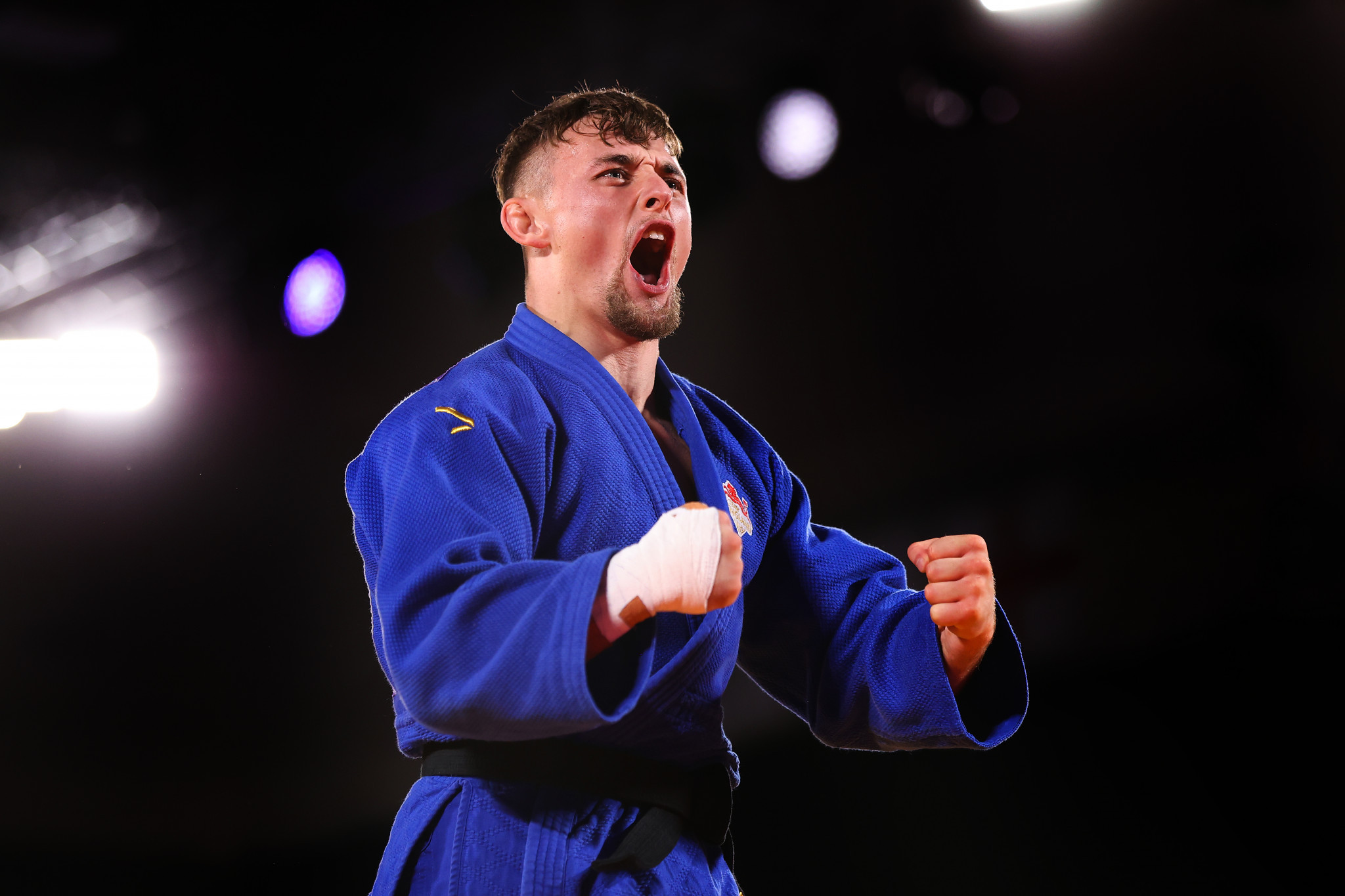 Lachlan Moorhead ended the night for England with victory in the men's under-81kg ©Getty Images