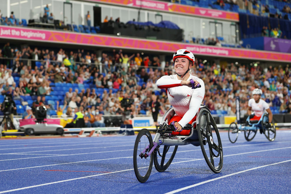 Britain's six-times Paralympic champion Hannah Cockroft earned a first Commonwealth title in the women's T33/T34 100 metres ©Getty Images