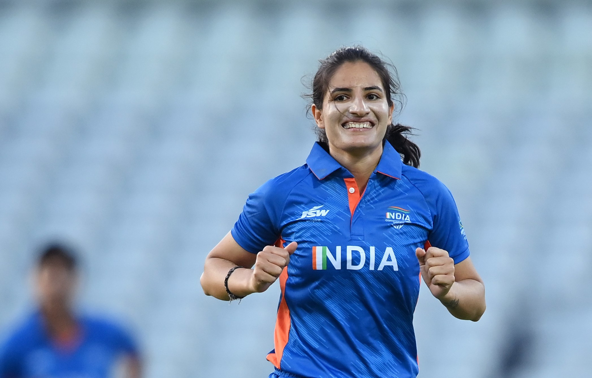 Renuka Singh Thakur took four wickets for India as they beat Barbados to qualify for the semi-finals ©Getty Images