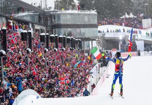 Frenchman Martin Fourcade completed a hat-trick of IBU World Championship golds in Oslo ©IBU