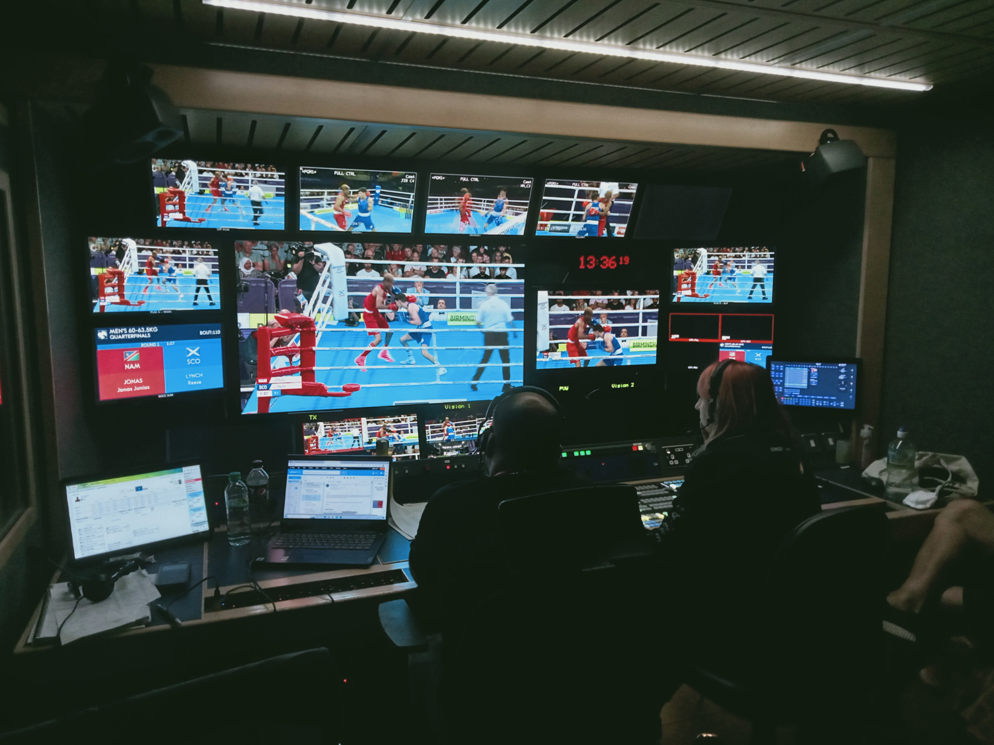 The editing suite for boxing at the Birmingham 2022 Games ©ITG