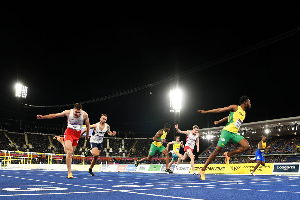 Rasheed Broadbell wins 110m hurdles gold for Jamaica ©Getty Images