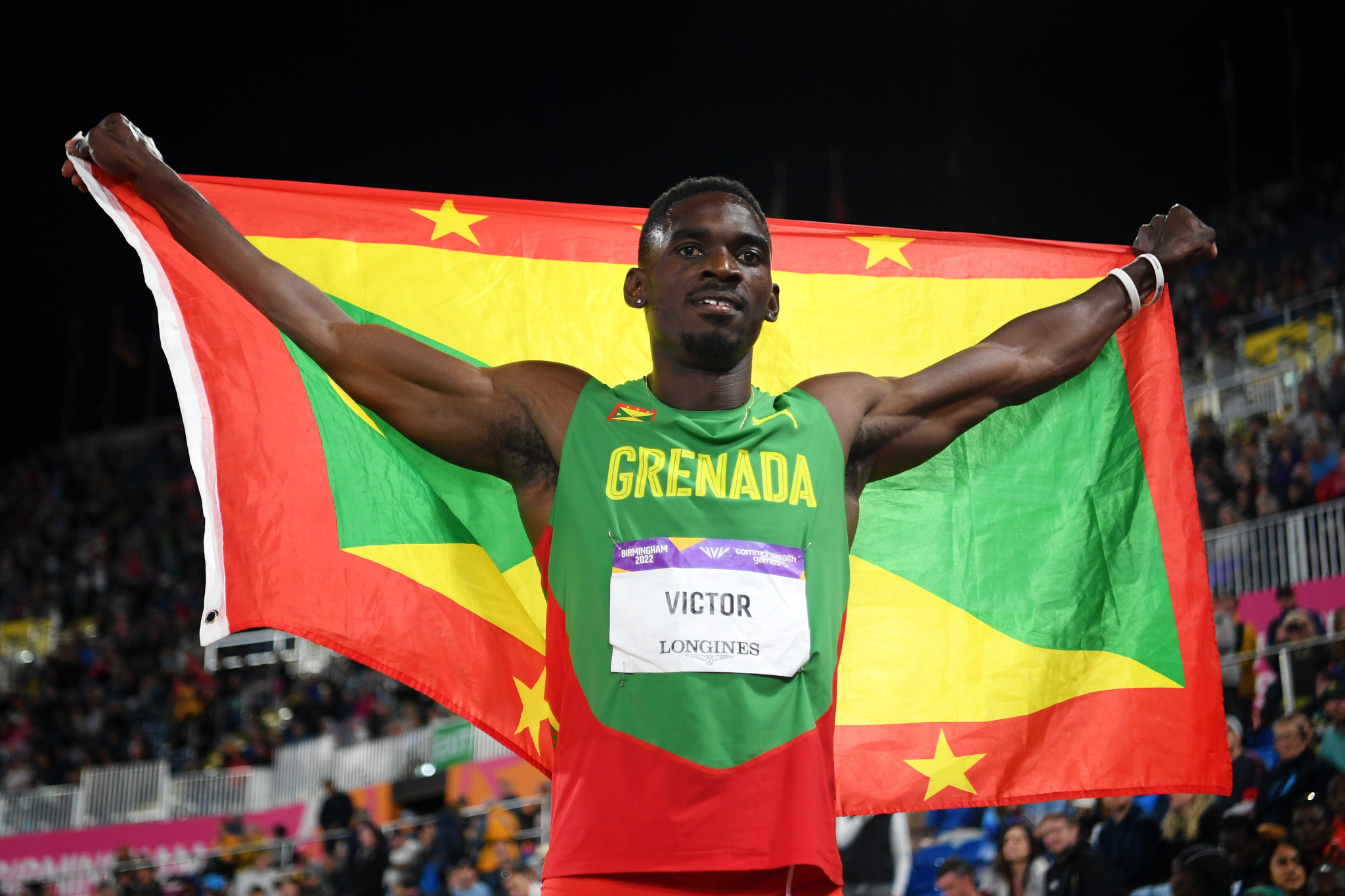 Lindon Victor of Grenada had enough to claim the win in the men's decathlon ©Getty Images