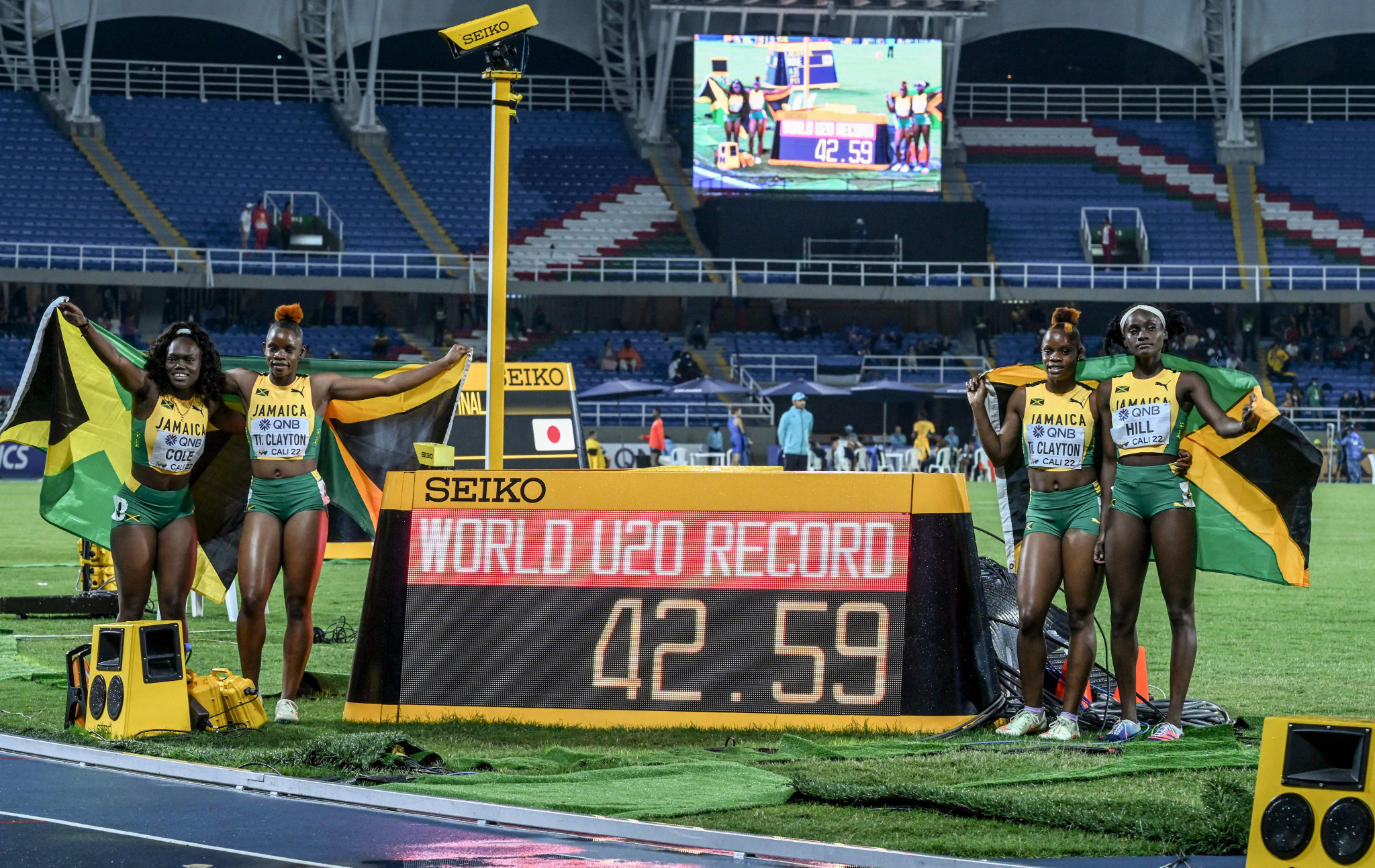 Jamaica broke their own women's 4x100m record at the World Athletics Under-20 Championships in Cali ©World Athletics