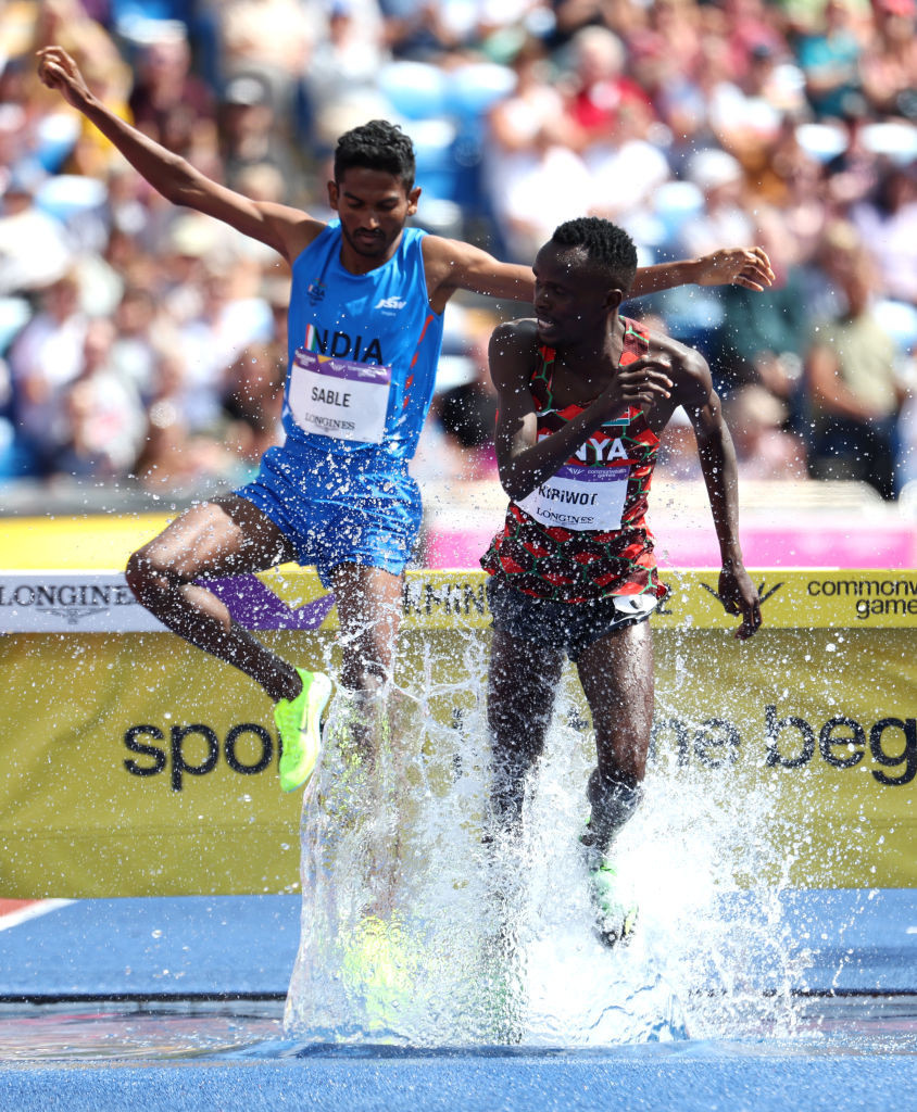 India's Avinash Mukund Sable pushed Kenya's defending champion Abraham Kibiwot all the way before taking silver in the men's 3,000m steeplechase ©Getty Images