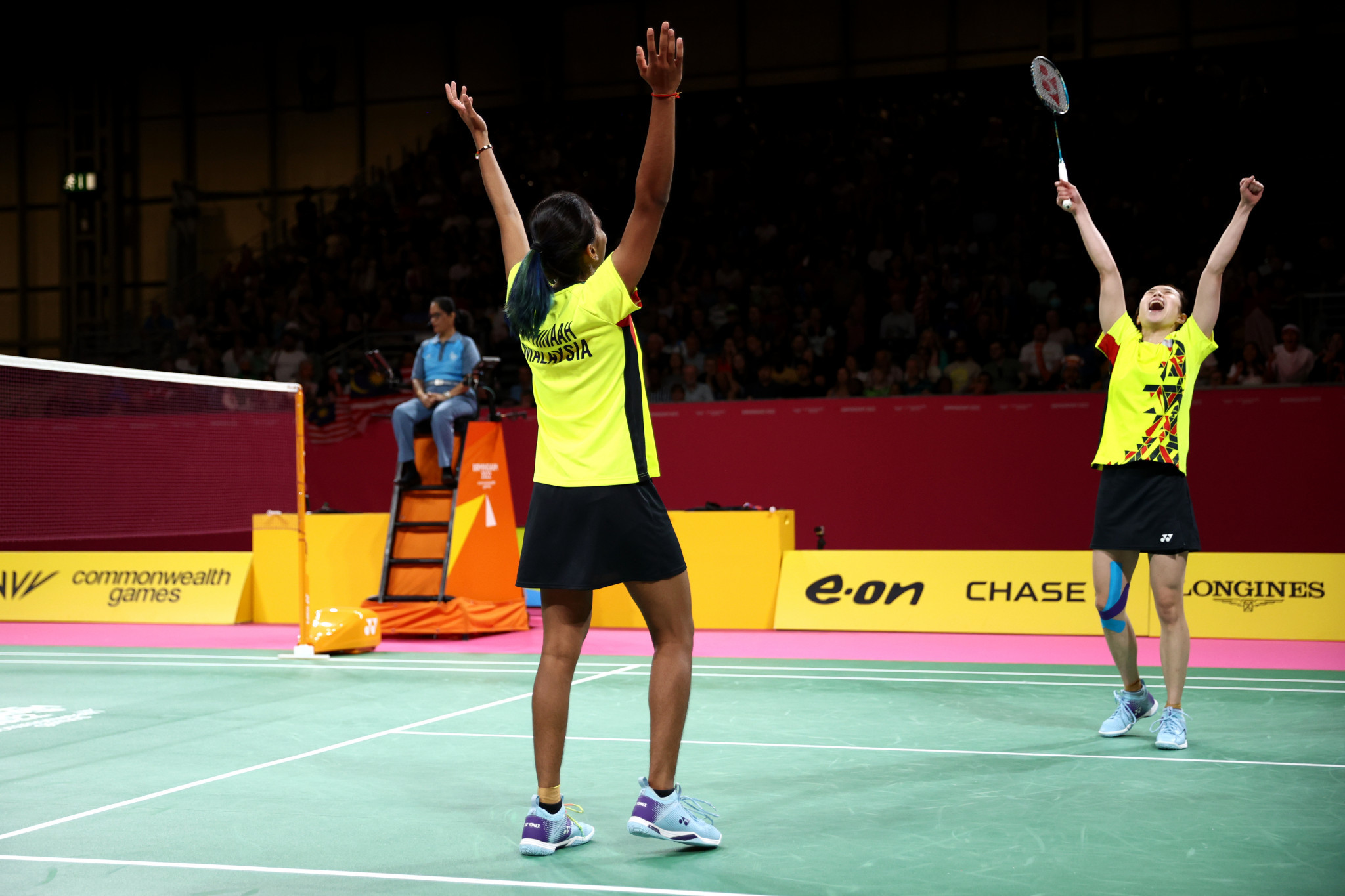 Malaysia took the women's doubles gold in emphatic fashion, thrashing Chloe Birch and Lauren Smith of England ©Getty Images