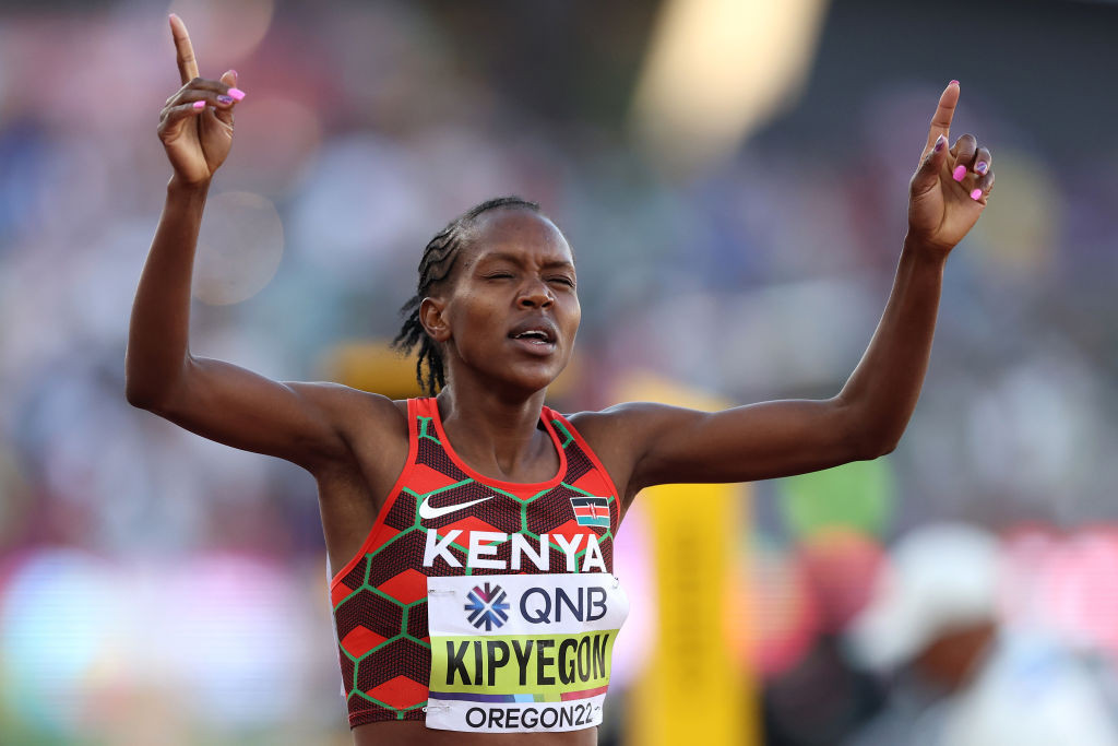 Kenya's Faith Kipyegon has her eyes on the world 1500m record in Monaco tomorrow ©Getty Images
