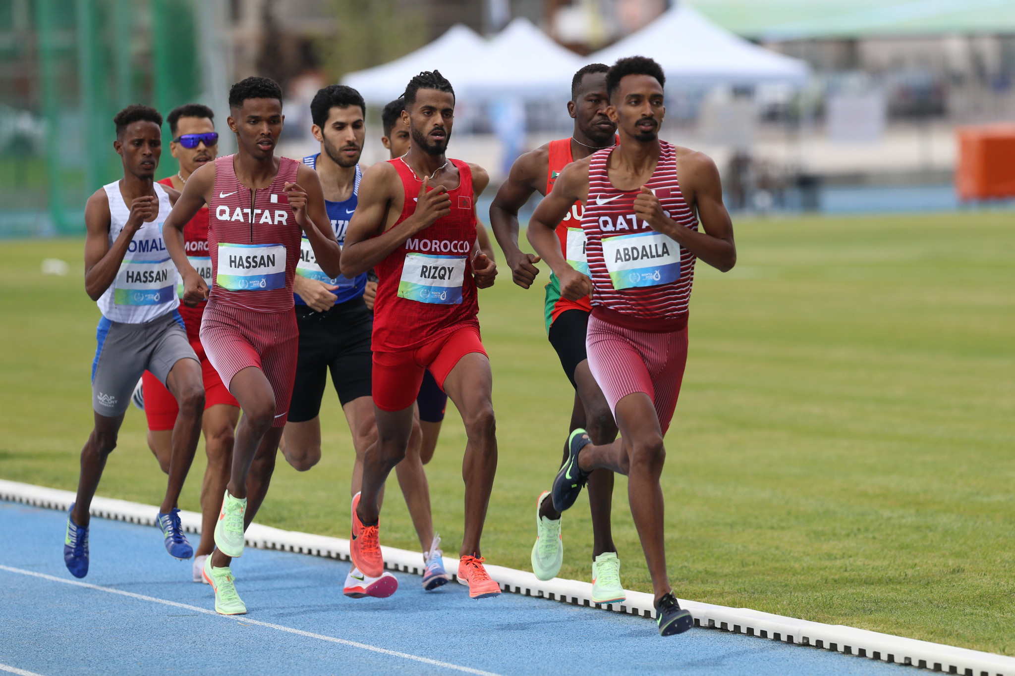 Qatar’s Abubaker Haydar Abdalla was in control as he won men's 800m gold ©Konya2021
