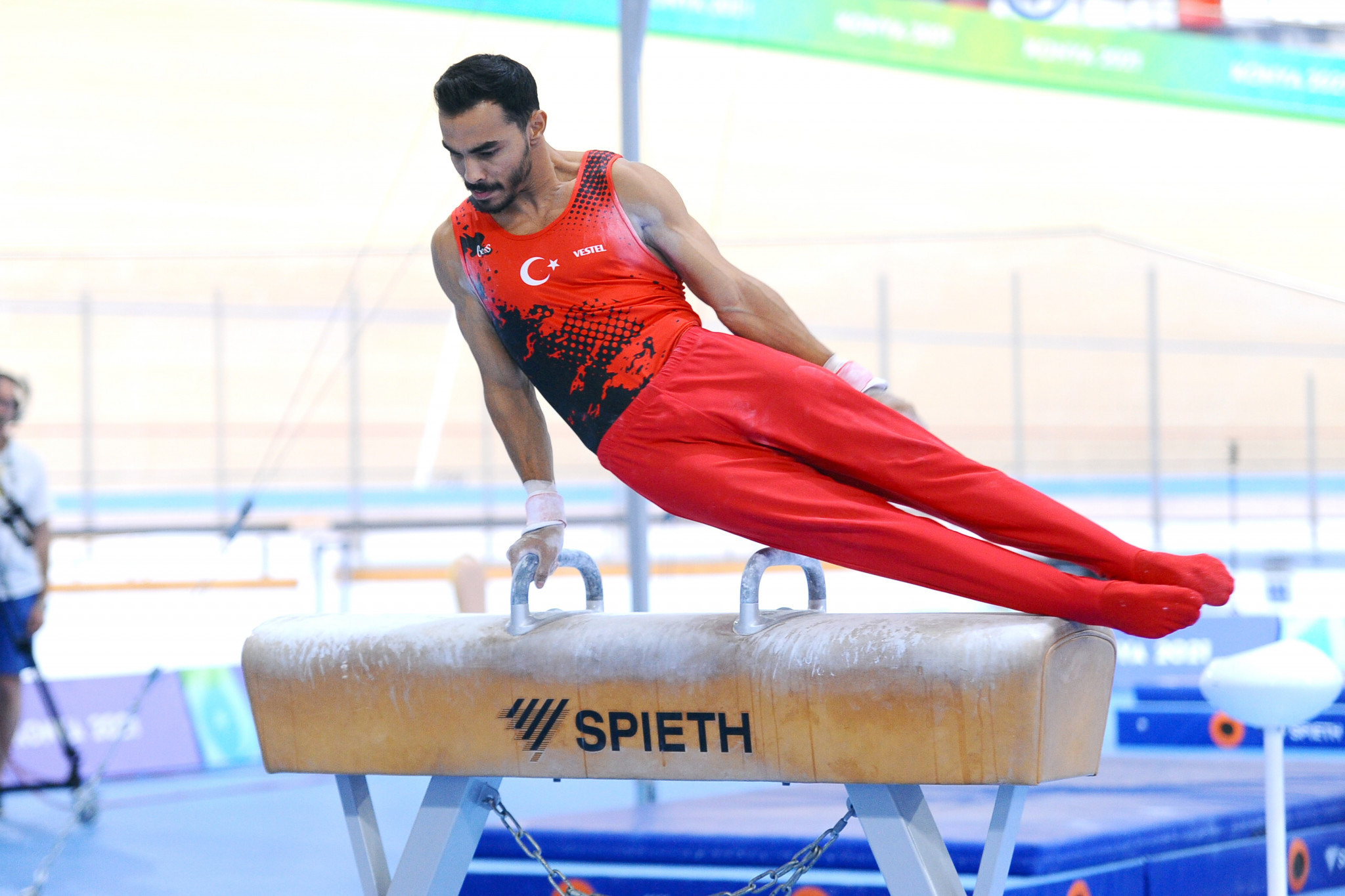 Ferhat Arican of Turkey added another pommel horse medal to his glittering collection of medals ©Konya 2021