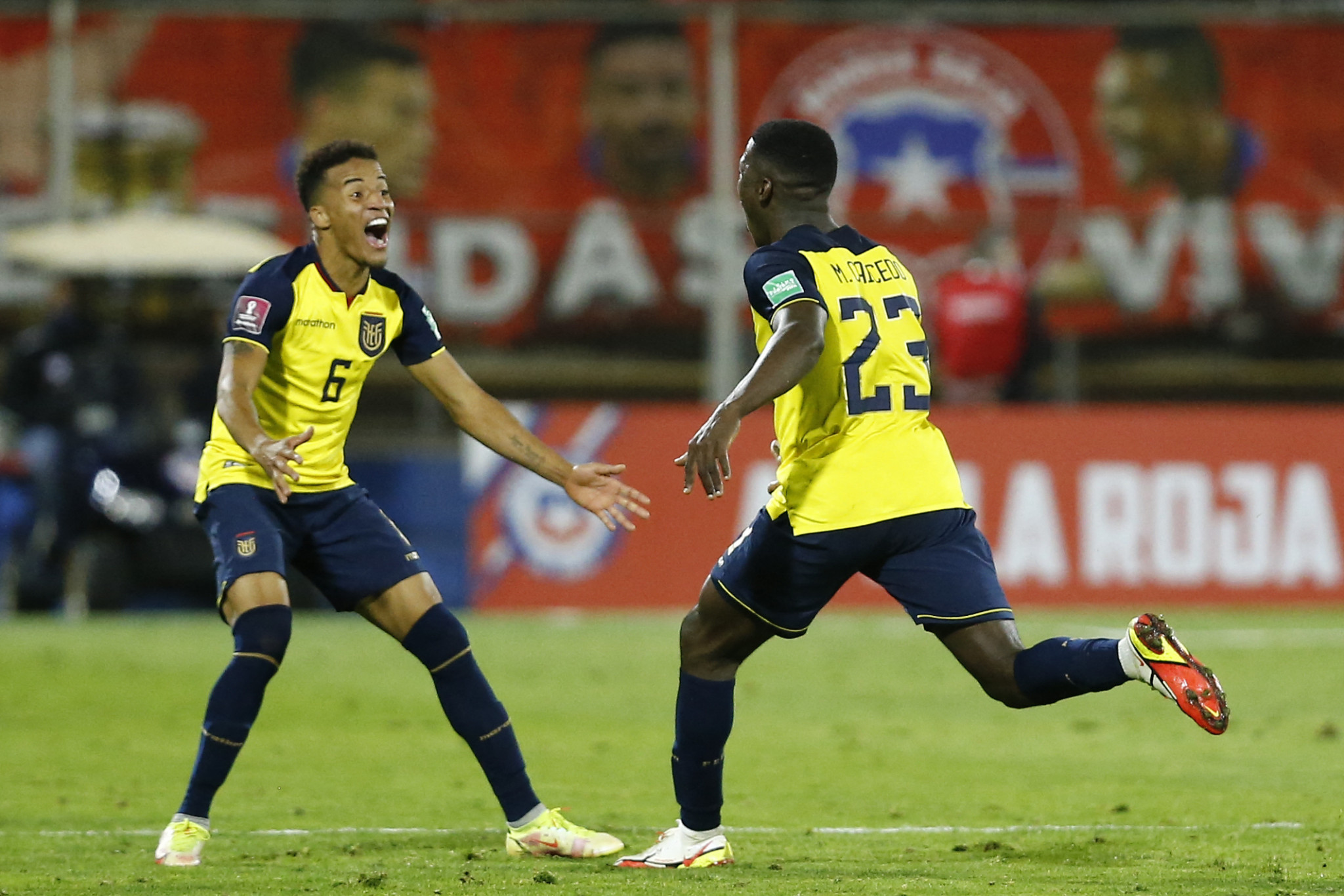 Ecuador took four points off Chile in the World Cup qualifying period with Byron Castillo, left, featuring in both matches between the teams ©Getty Images
