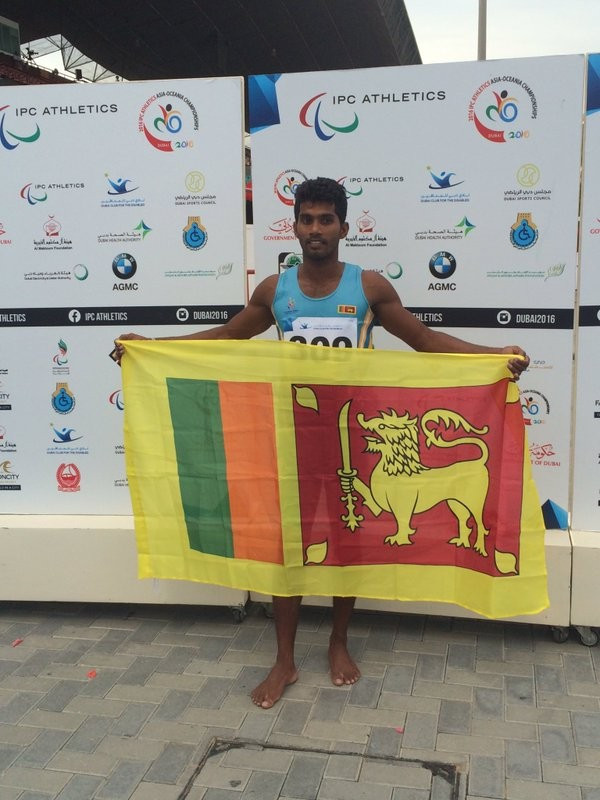 Sri Lanka’s Anil Prasanna Jayalath Yodha Pedige set a new Asian record on his way to winning gold in the men’s 200m T42 at the inaugural IPC Athletics Asia-Oceania Championships ©IPC Athletics/Twitter