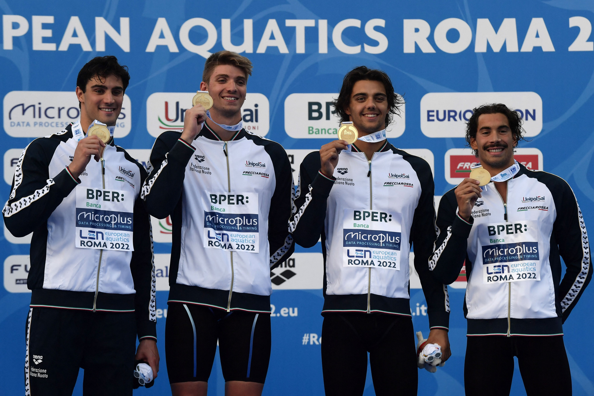 Italy's men's 4x100m relay team won gold today at the European Aquatics Championships ©Getty Images