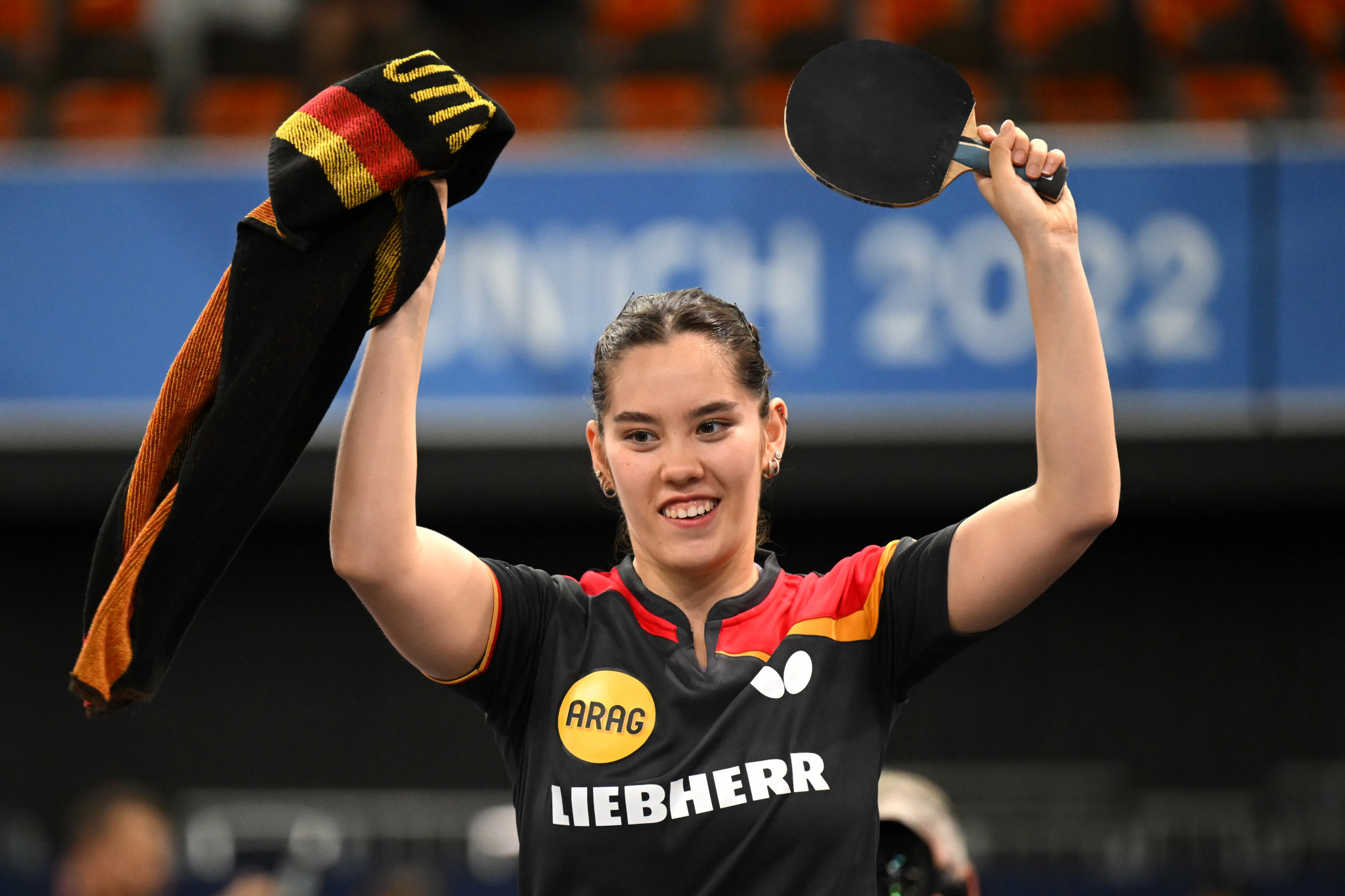 Germany's Franziska Schreiner was victorious against Turkey's Oezge Yilmaz in the table tennis women's singles group stage ©Getty Images