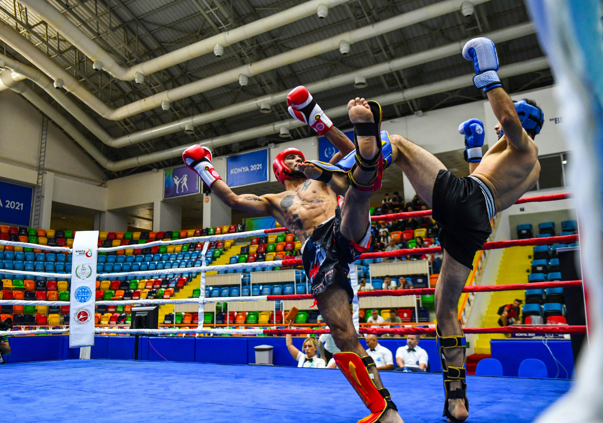 The first of three days of kickboxing action took place today at the Selcuklu Municipality Sports Hall ©Konya 2021