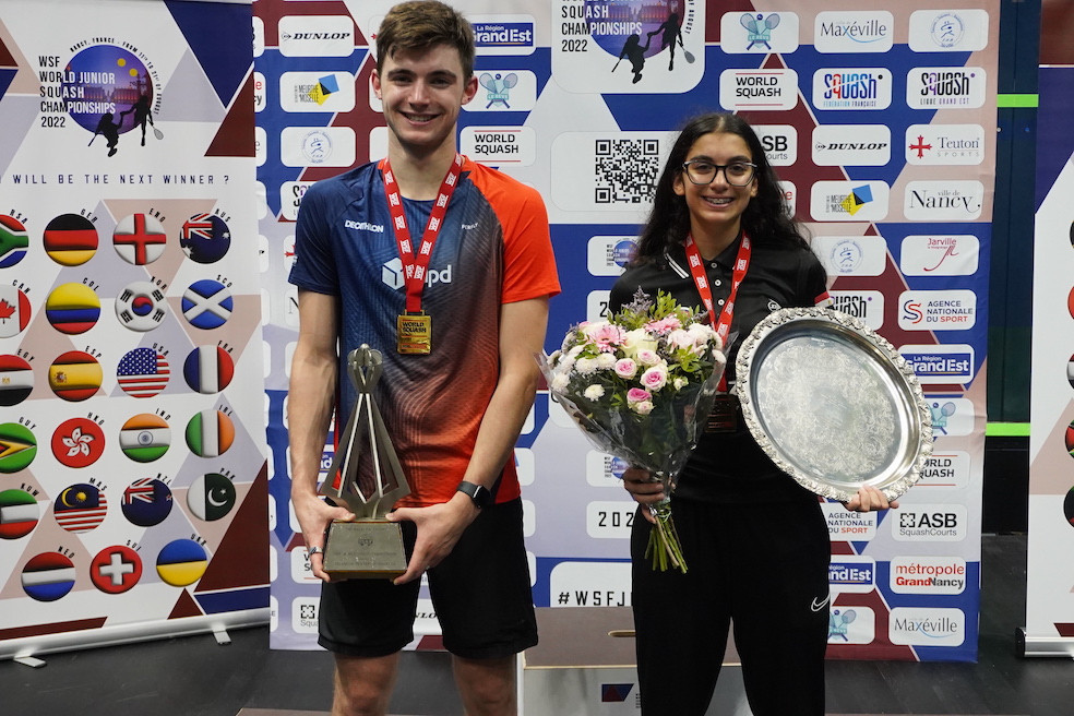 Rowan Damming, left, and Amini Orfi won the singles titles at the World Junior Squash Championships ©WSF