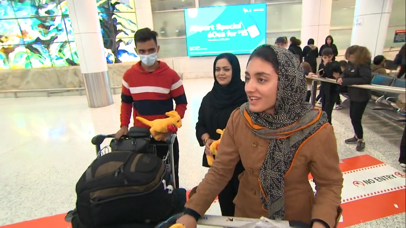 Kimia Yousofi arrived in Australia this week with family members ©AOC